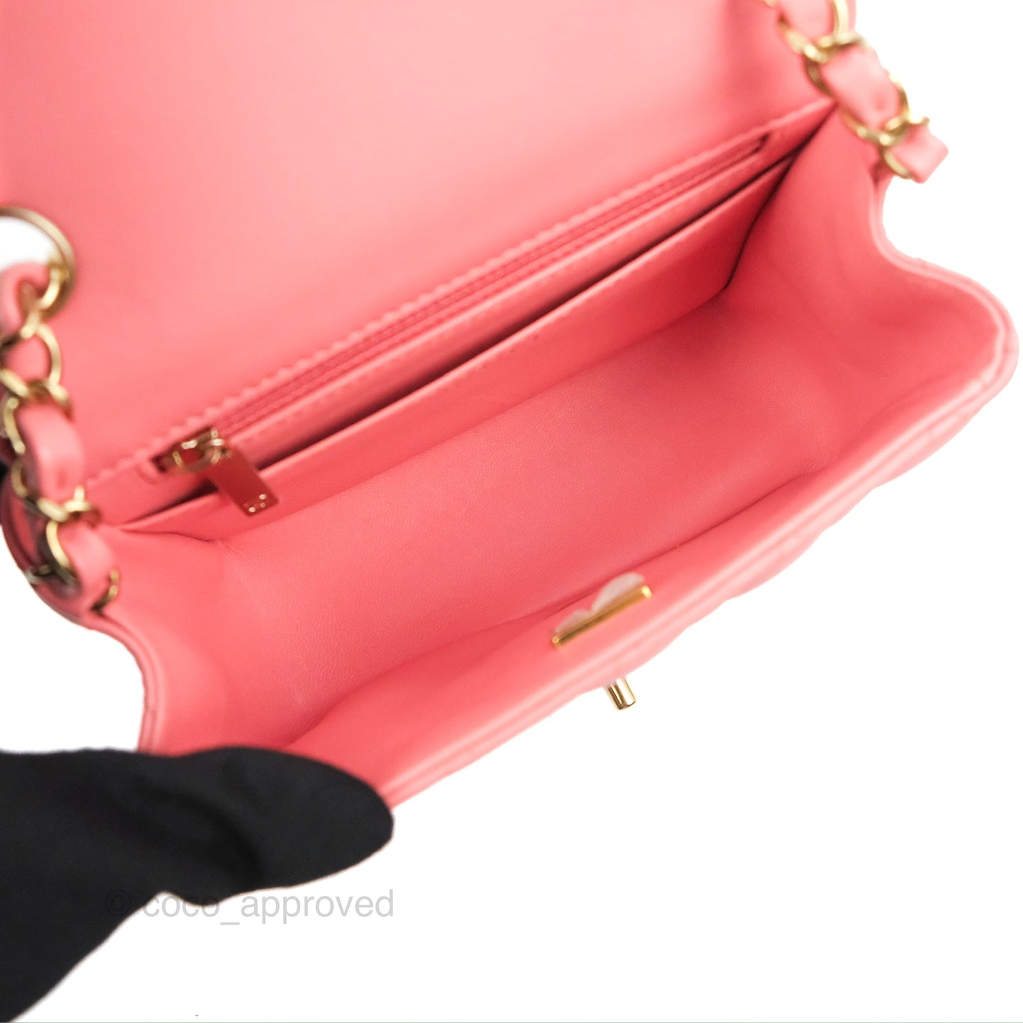 Chanel Mini Square Flap Bag Pink Lambskin Gold Hardware