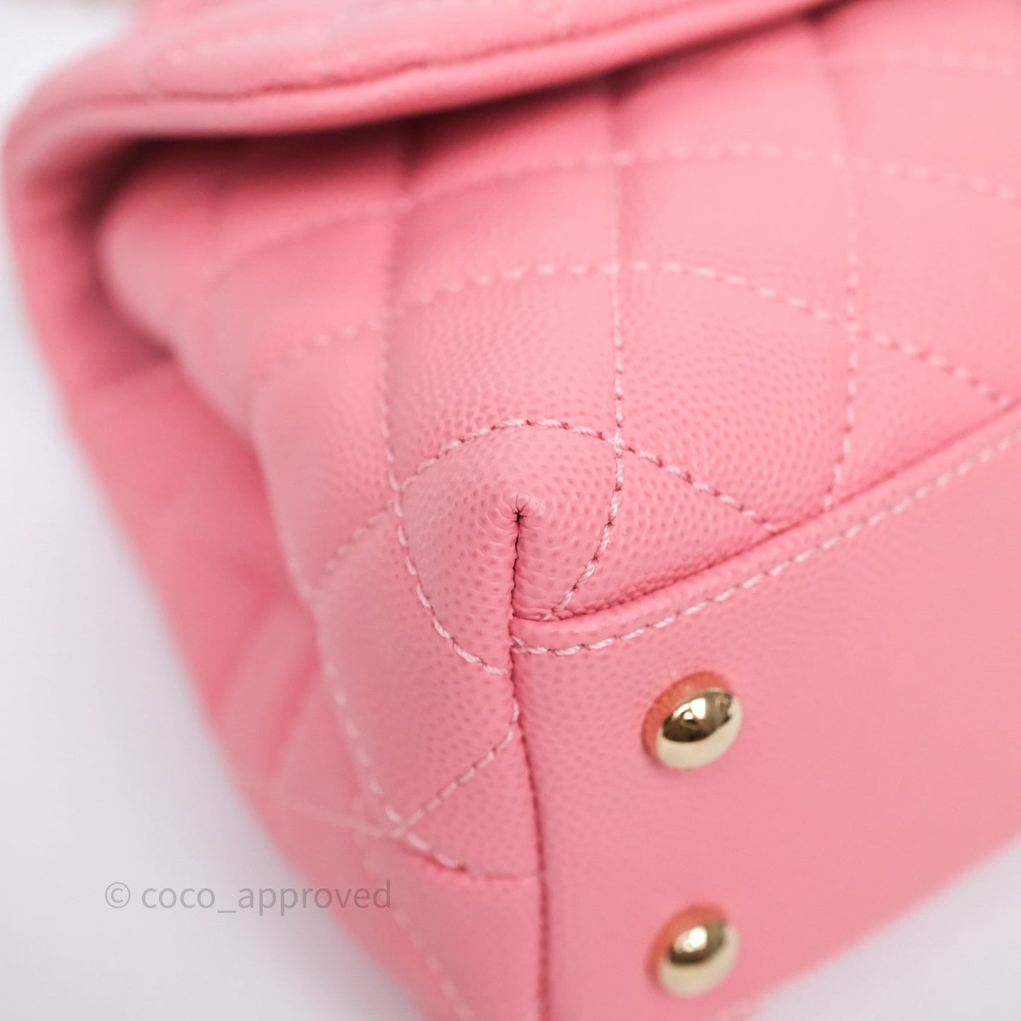 Chanel Small Coco Handle Quilted Pink Caviar Gold Hardware