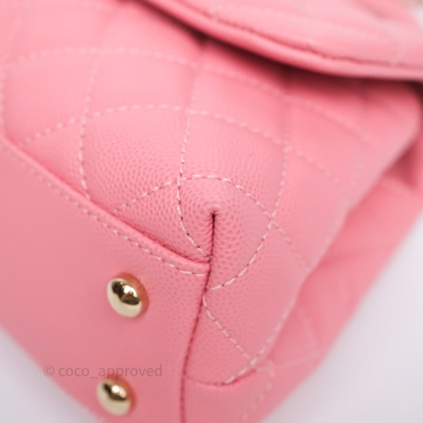 Chanel Small Coco Handle Quilted Pink Caviar Gold Hardware