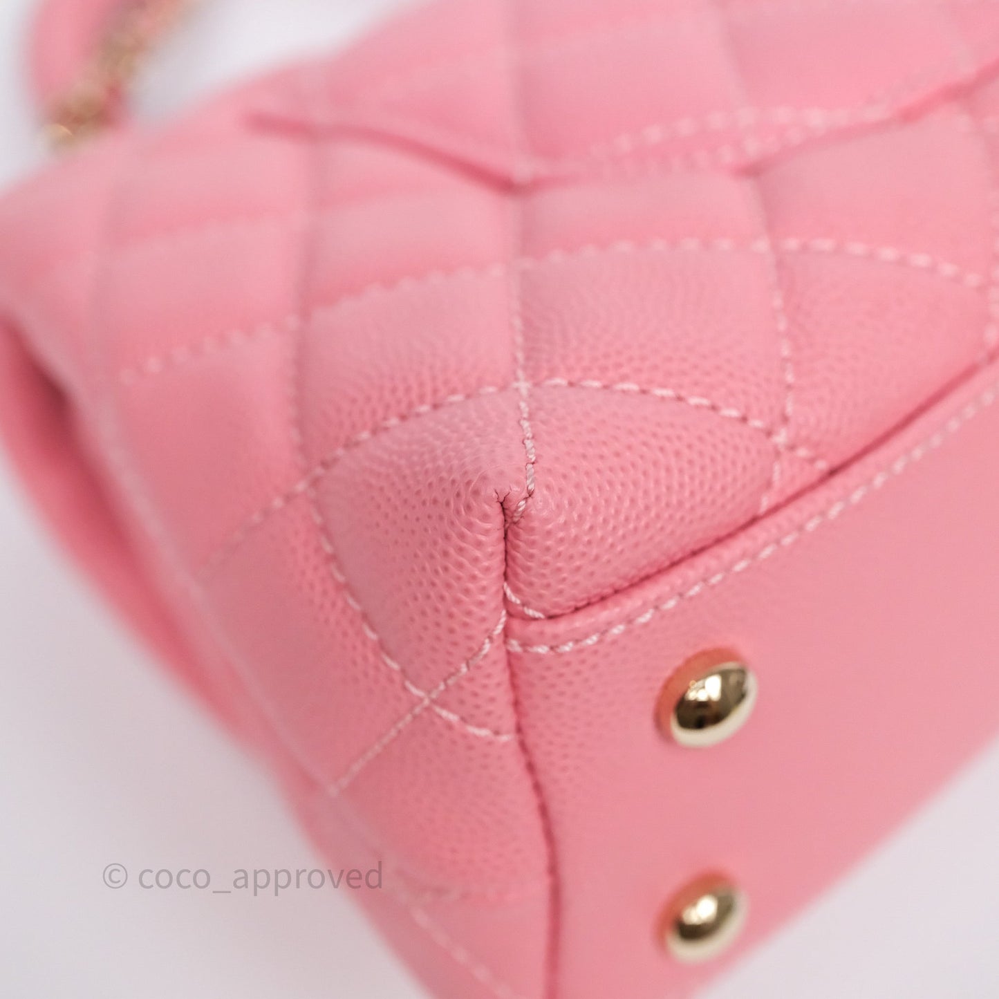 Chanel Small Coco Handle Quilted Pink Caviar Gold Hardware