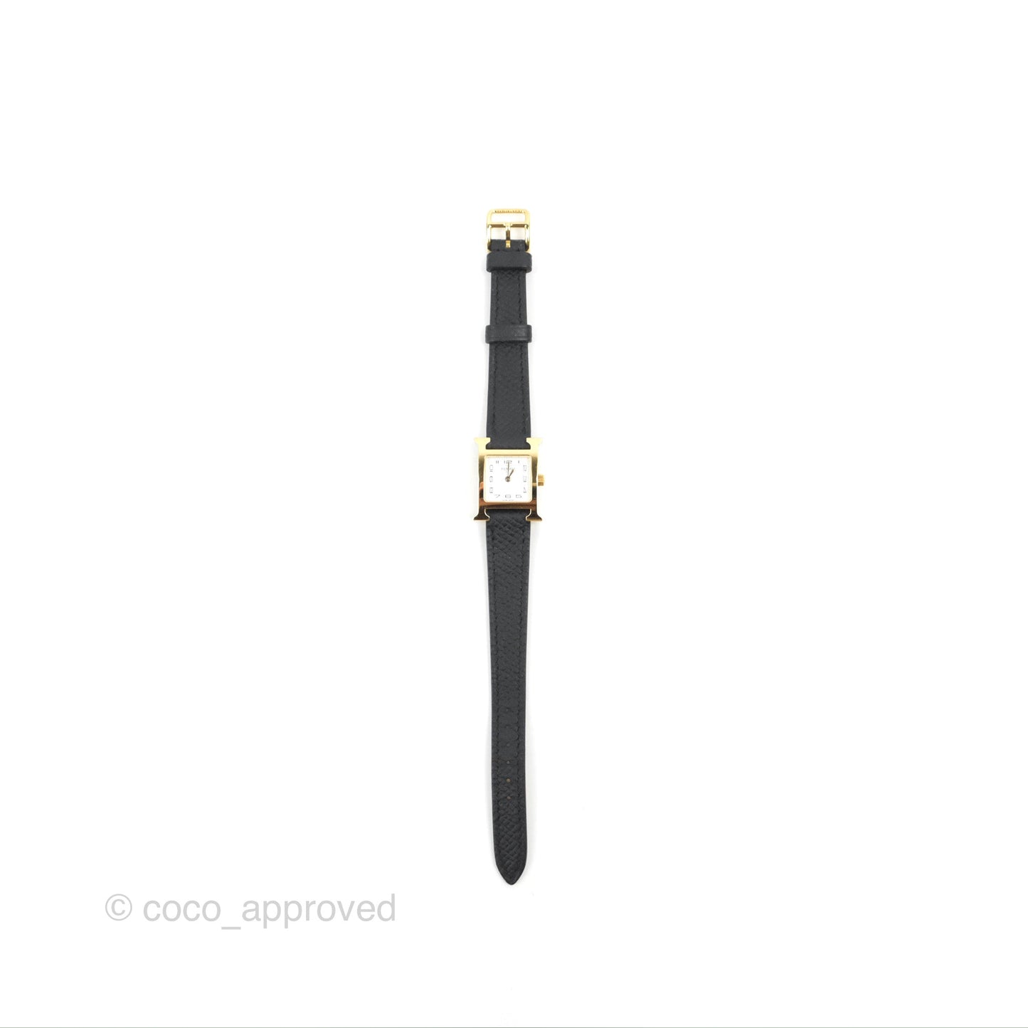 Hermès Heure H Watch Black Epsom Gold Hardware with Extra Gold Epsom Strap