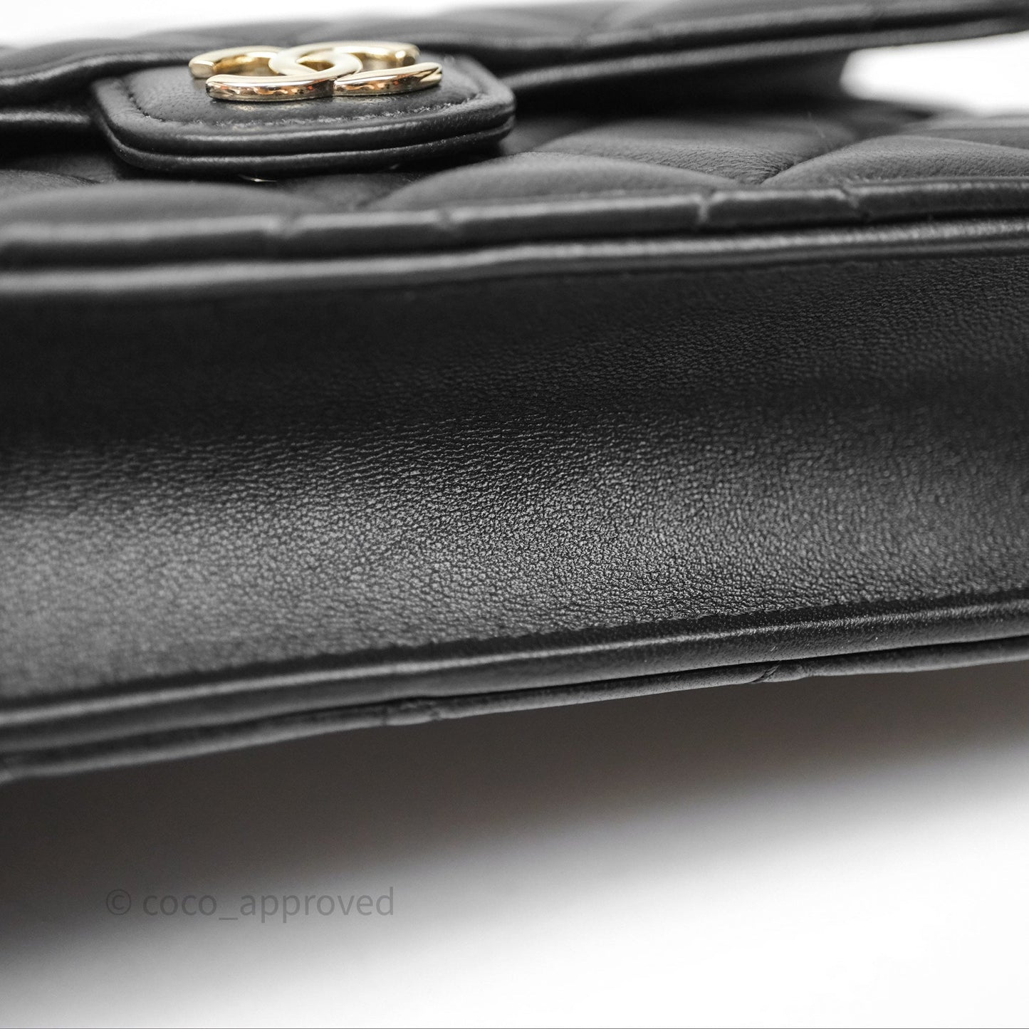 Chanel Top Handle Mini WOC Phone Holder Black Lambskin Gold Hardware