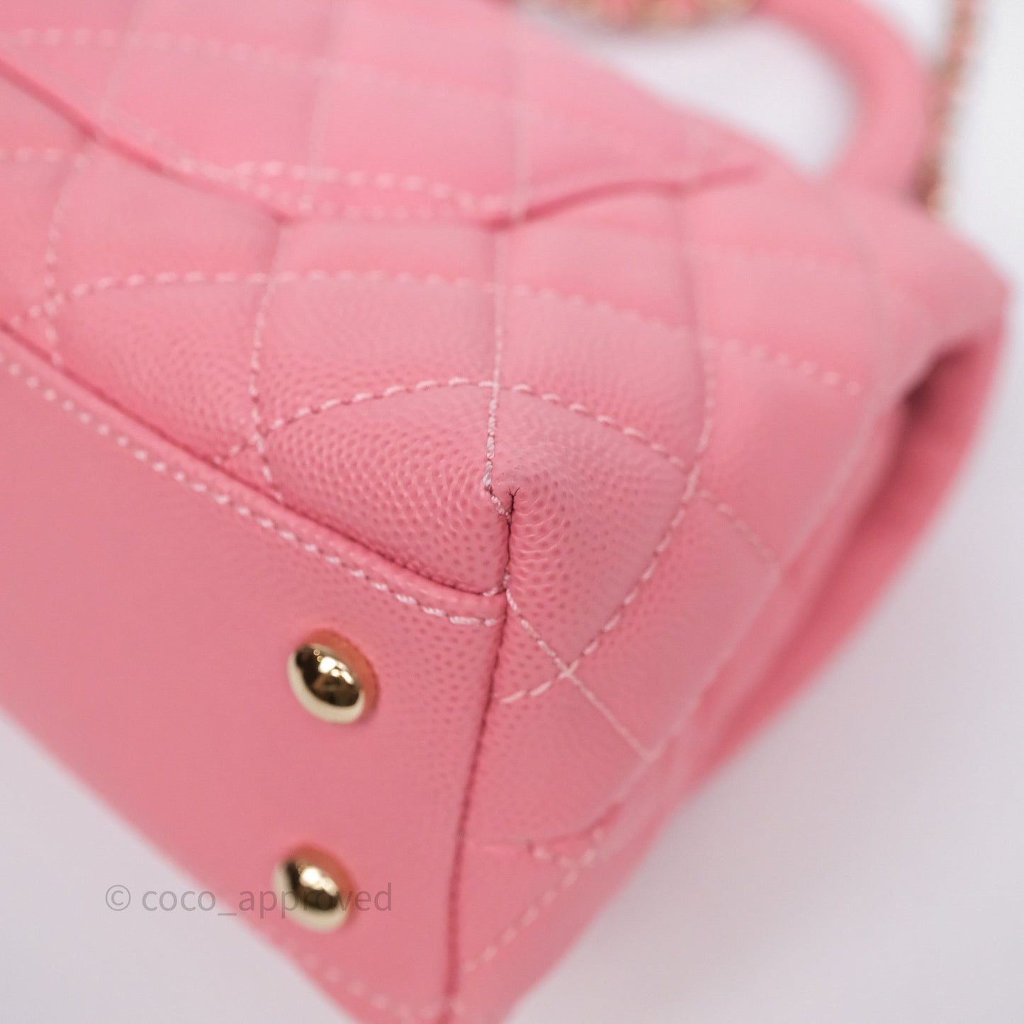 Chanel Small Coco Handle Quilted Pink Caviar Gold Hardware
