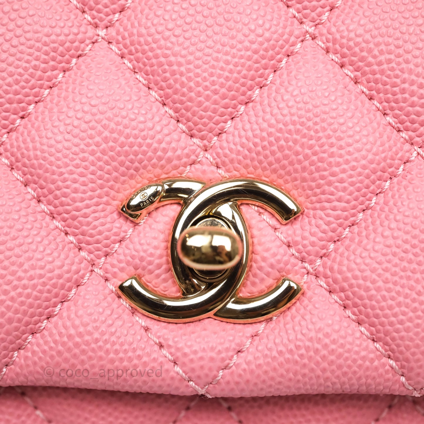 Chanel Small Coco Handle Quilted Pink Caviar Gold Hardware