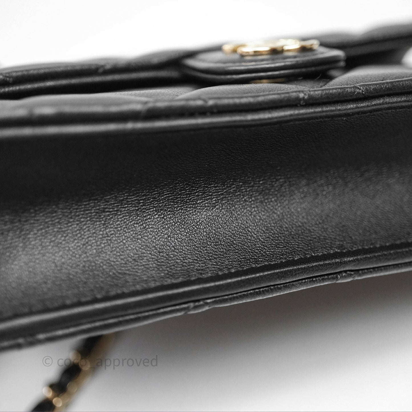 Chanel Top Handle Mini WOC Phone Holder Black Lambskin Gold Hardware