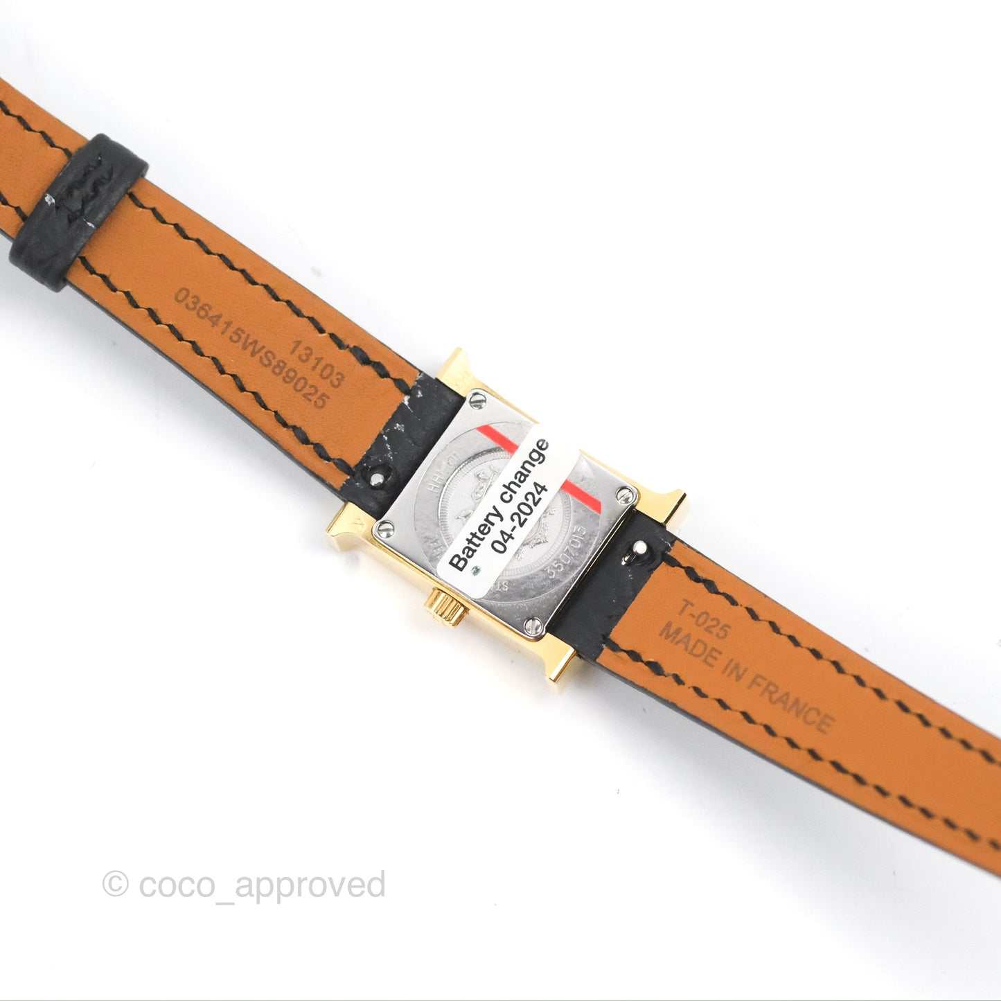 Hermès Heure H Watch Black Epsom Gold Hardware with Extra Gold Epsom Strap