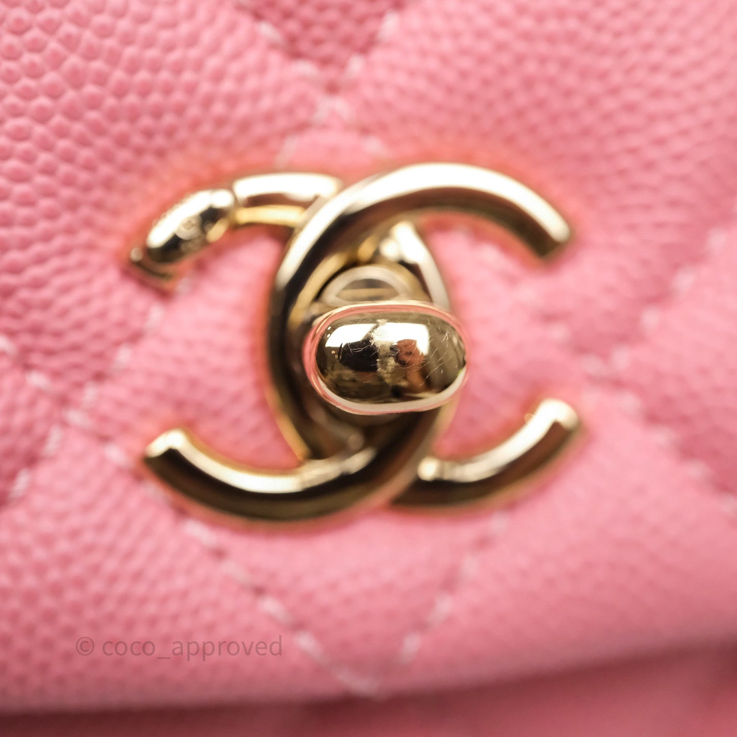 Chanel Small Coco Handle Quilted Pink Caviar Gold Hardware