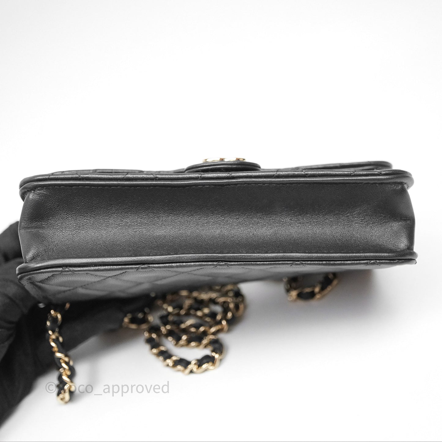 Chanel Top Handle Mini WOC Phone Holder Black Lambskin Gold Hardware