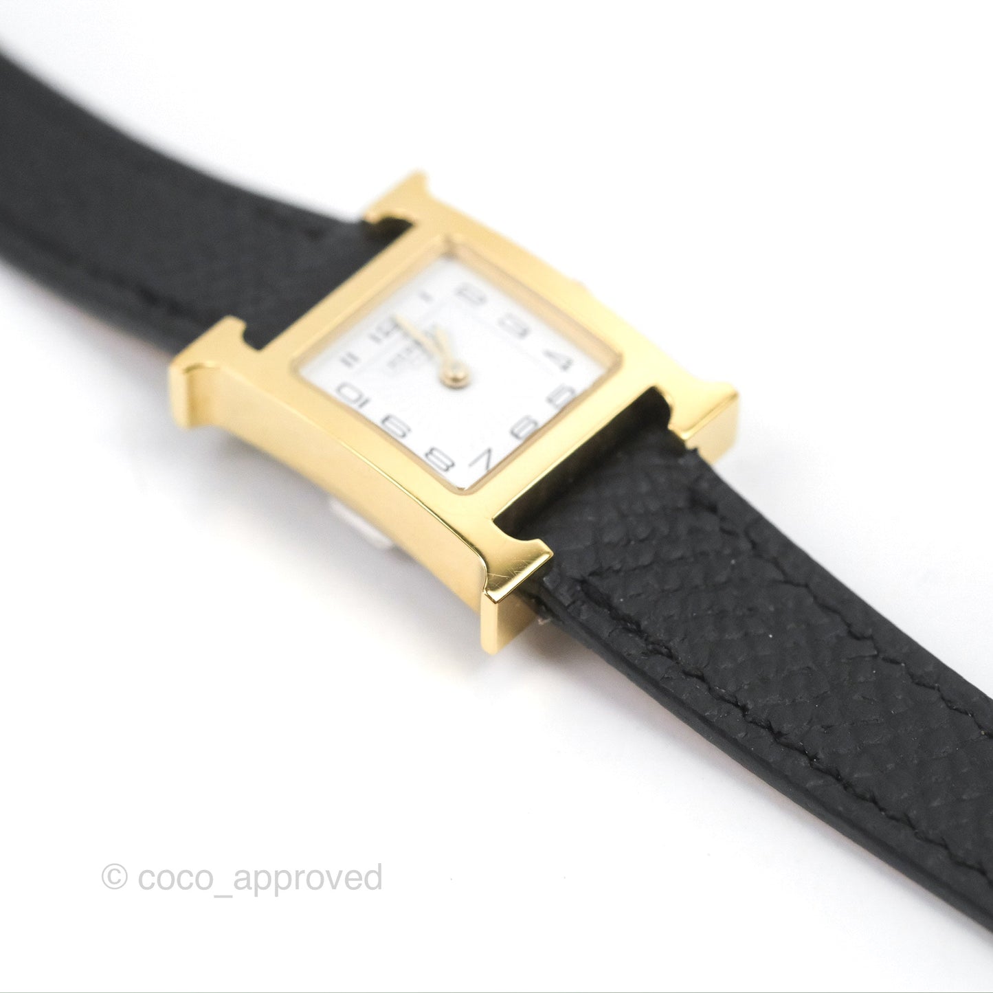 Hermès Heure H Watch Black Epsom Gold Hardware with Extra Gold Epsom Strap