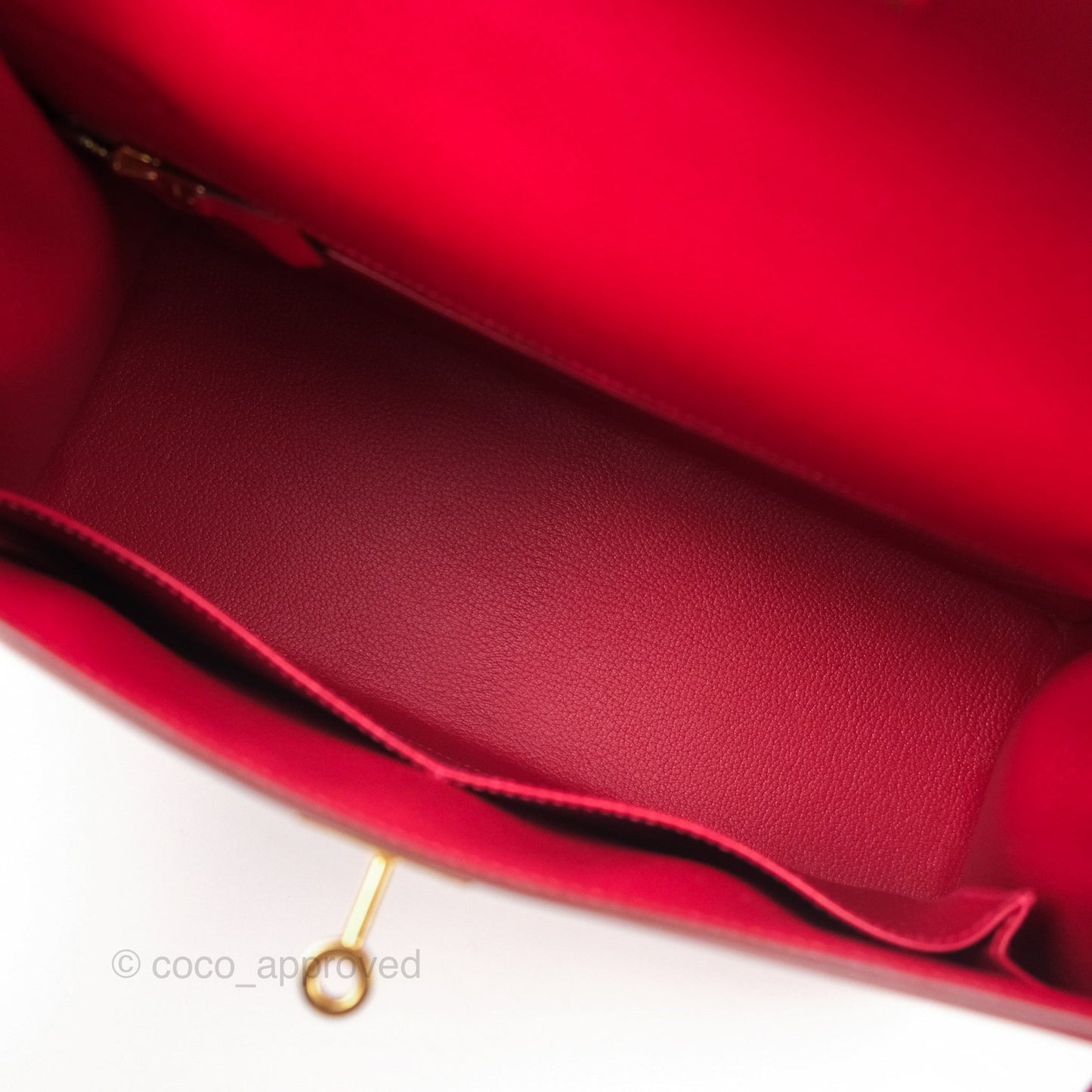 Hermès Kelly 32 Sellier Rouge Casaque Q5 Epsom Gold Hardware