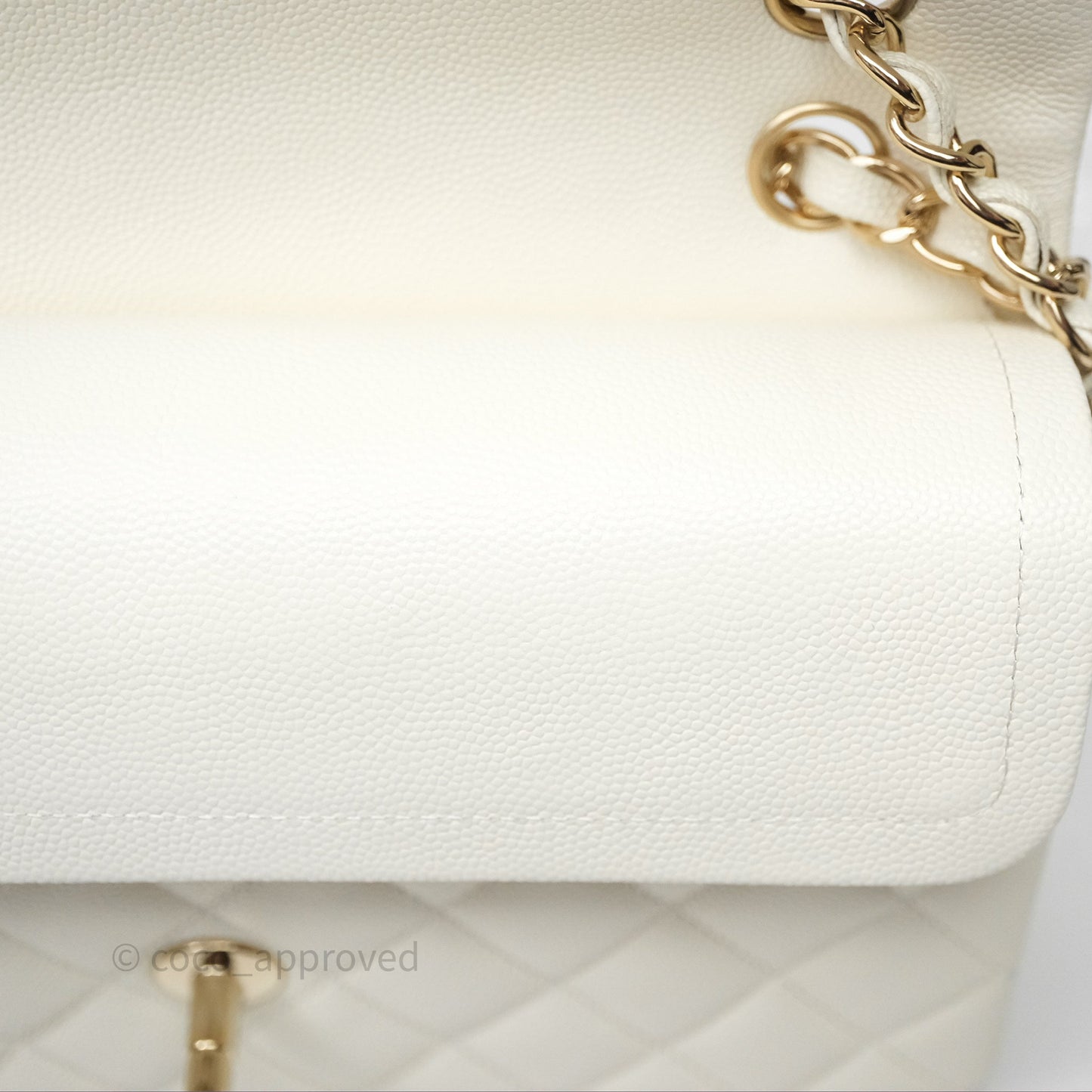 Chanel Classic Quilted Small S/M Flap Ivory White Caviar Gold Hardware