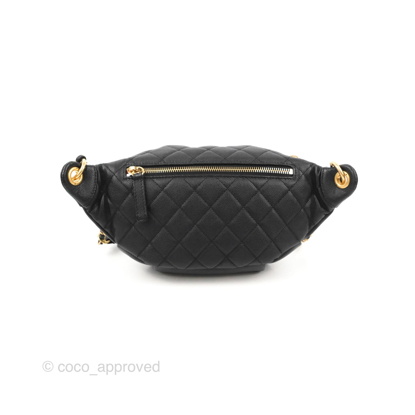 Chanel Quilted Filigree Waist Belt Bag Black Caviar Gold Hardware