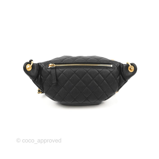 Chanel Quilted Filigree Waist Belt Bag Black Caviar Gold Hardware