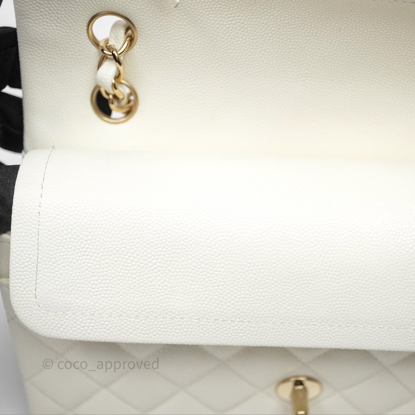 Chanel Classic Quilted Small S/M Flap Ivory White Caviar Gold Hardware