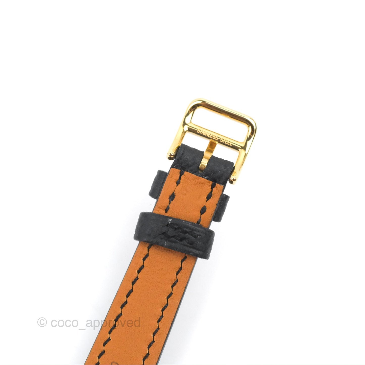 Hermès Heure H Watch Black Epsom Gold Hardware with Extra Gold Epsom Strap