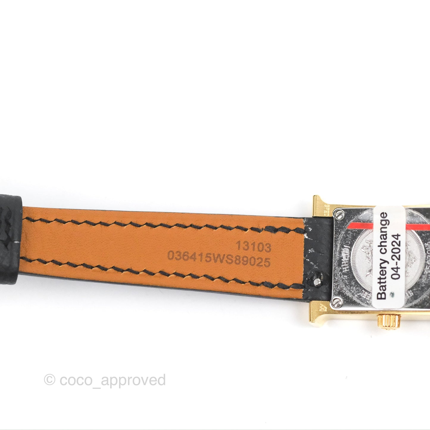 Hermès Heure H Watch Black Epsom Gold Hardware with Extra Gold Epsom Strap