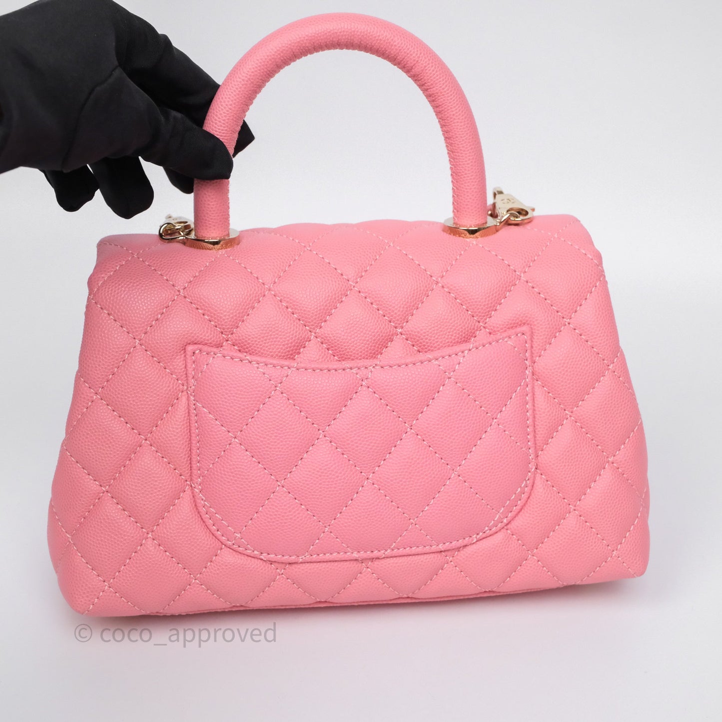 Chanel Small Coco Handle Quilted Pink Caviar Gold Hardware