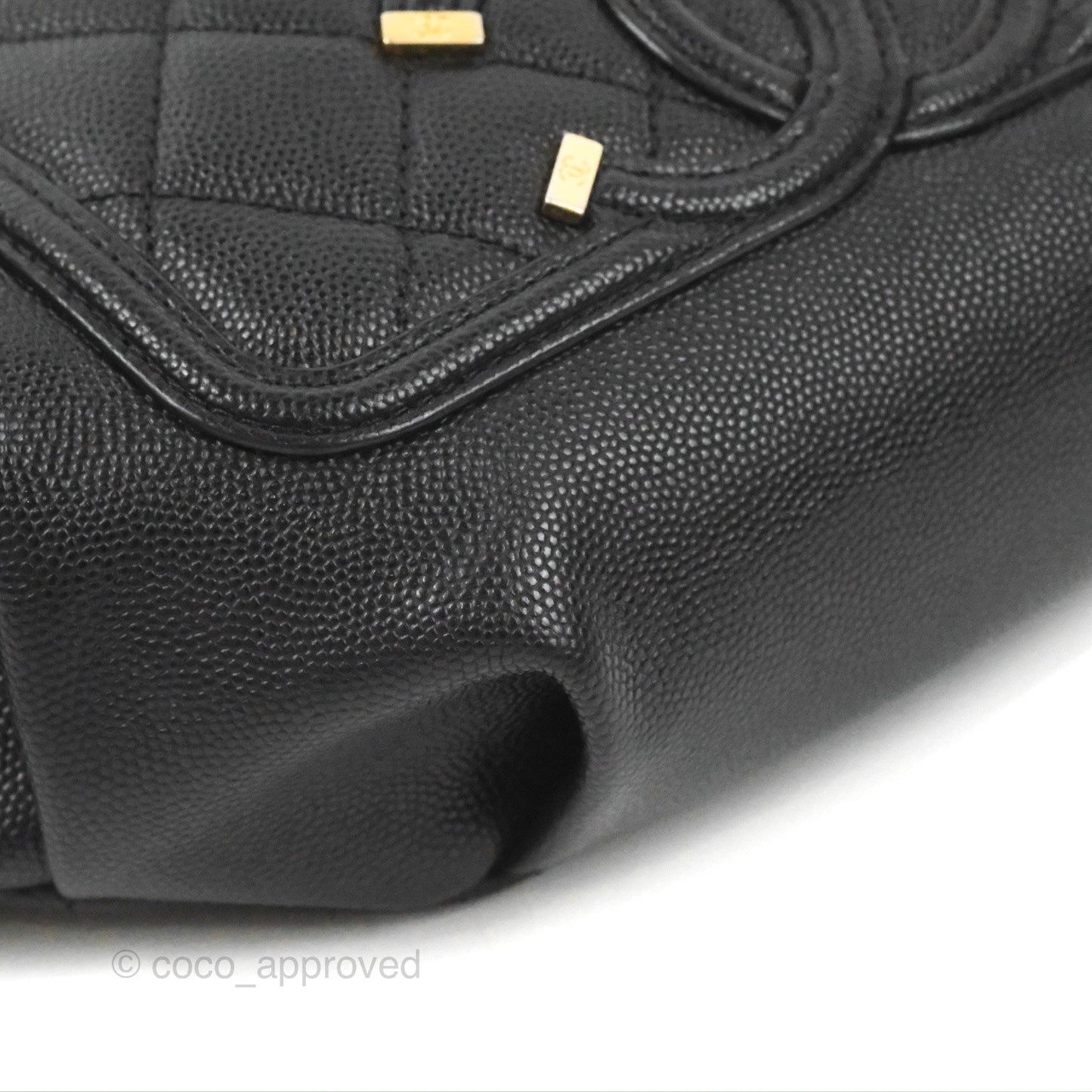 Chanel Quilted Filigree Waist Belt Bag Black Caviar Gold Hardware