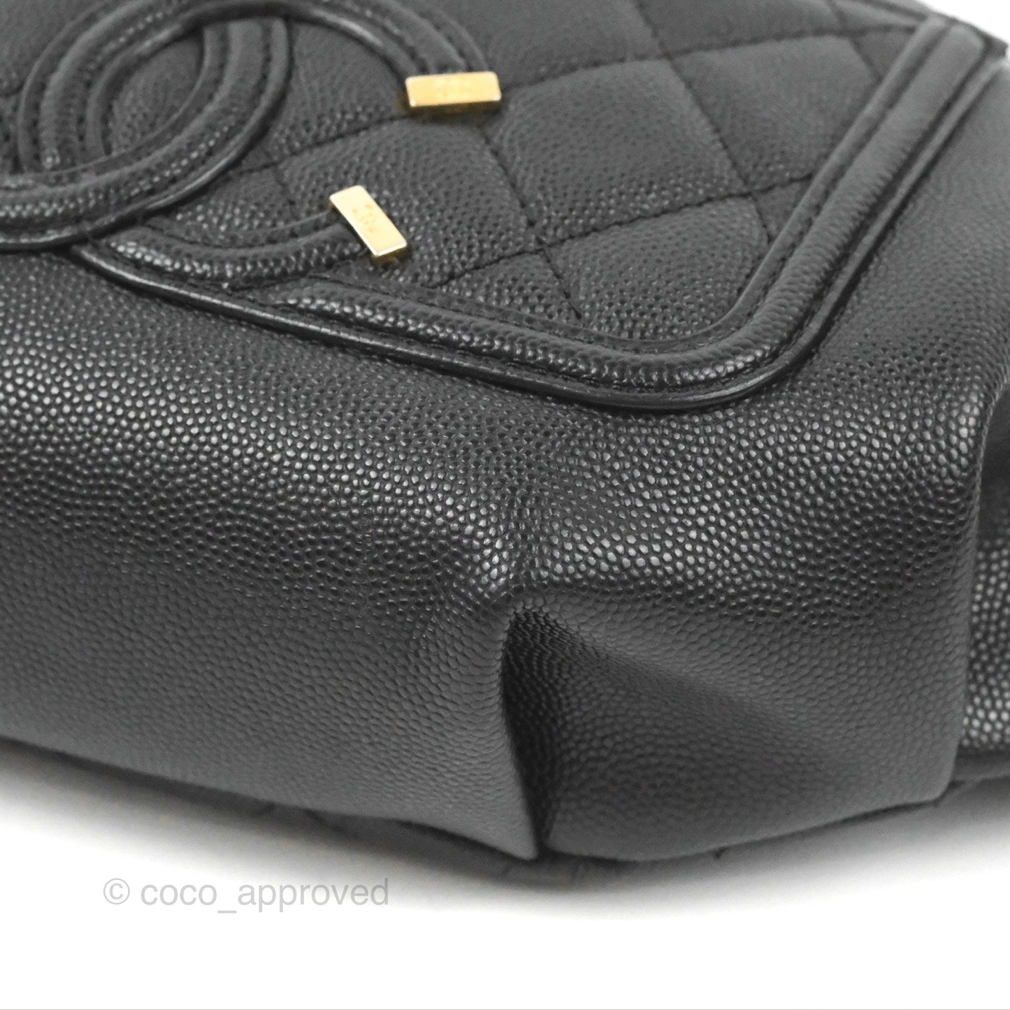 Chanel Quilted Filigree Waist Belt Bag Black Caviar Gold Hardware
