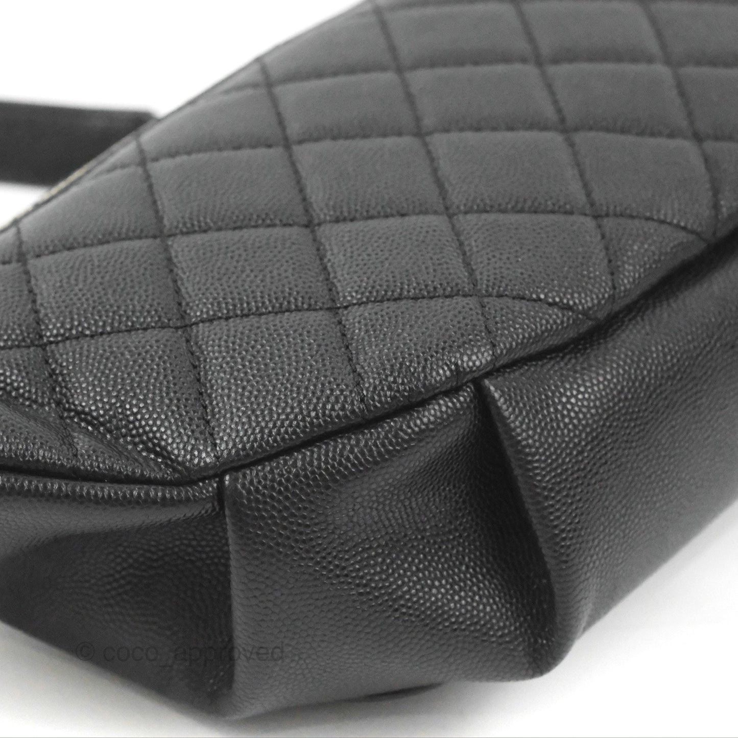 Chanel Quilted Filigree Waist Belt Bag Black Caviar Gold Hardware