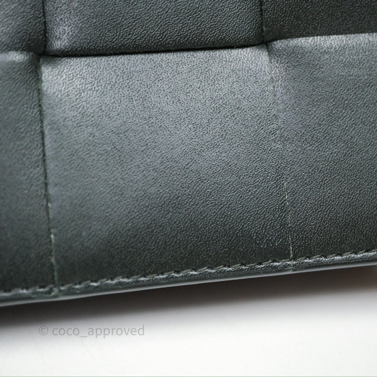 Bottega Veneta Cassette Business Dark Green Card Case Silver Hardware
