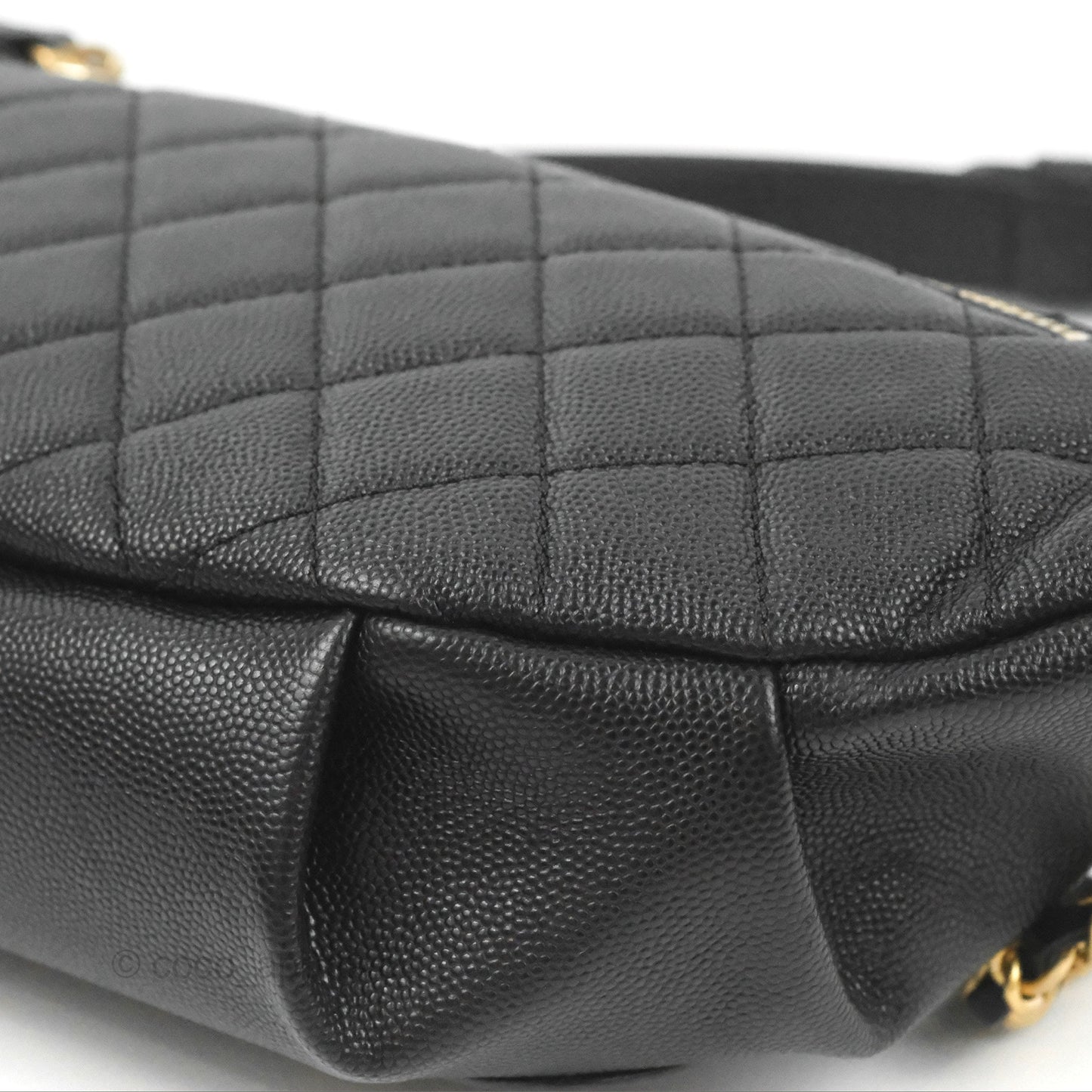 Chanel Quilted Filigree Waist Belt Bag Black Caviar Gold Hardware