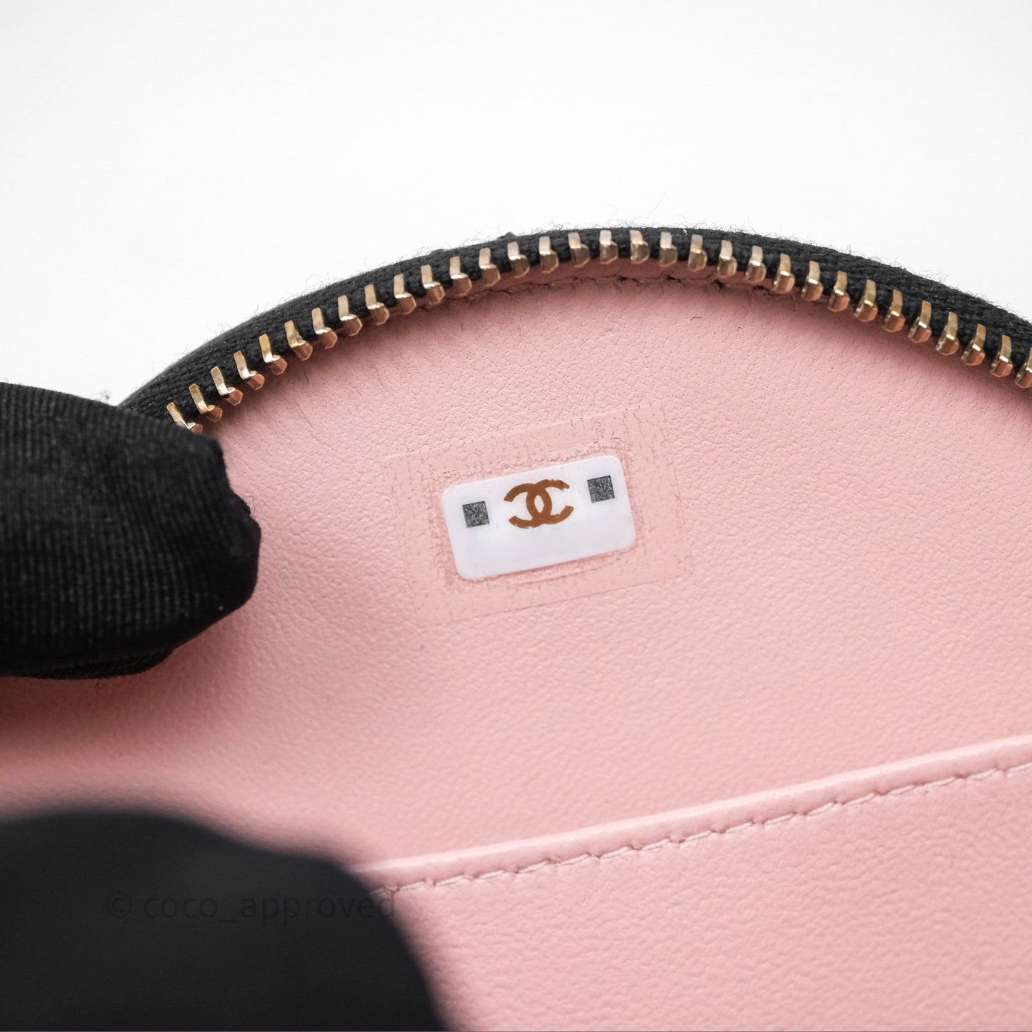 Chanel Mini Round Vanity Bag Handle With Care Black Glazed Lambskin Gold Hardware