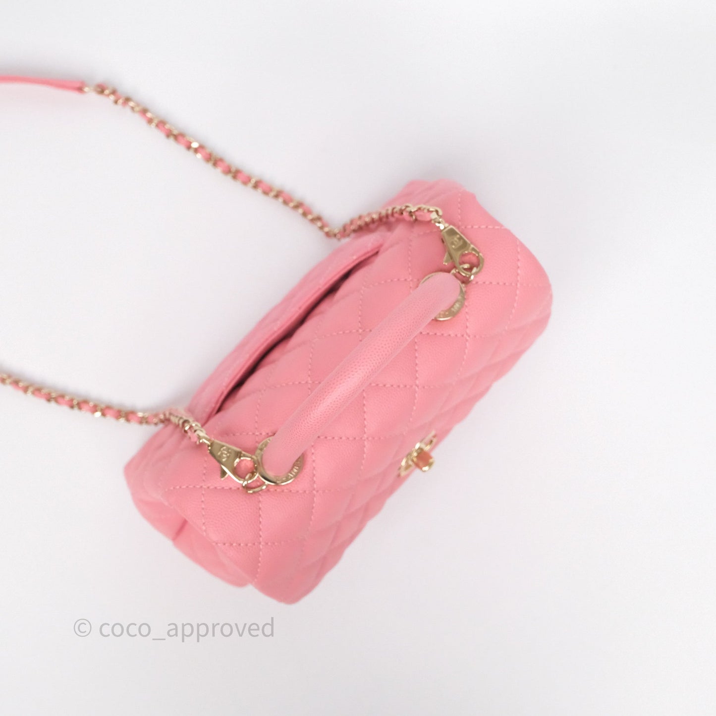 Chanel Small Coco Handle Quilted Pink Caviar Gold Hardware