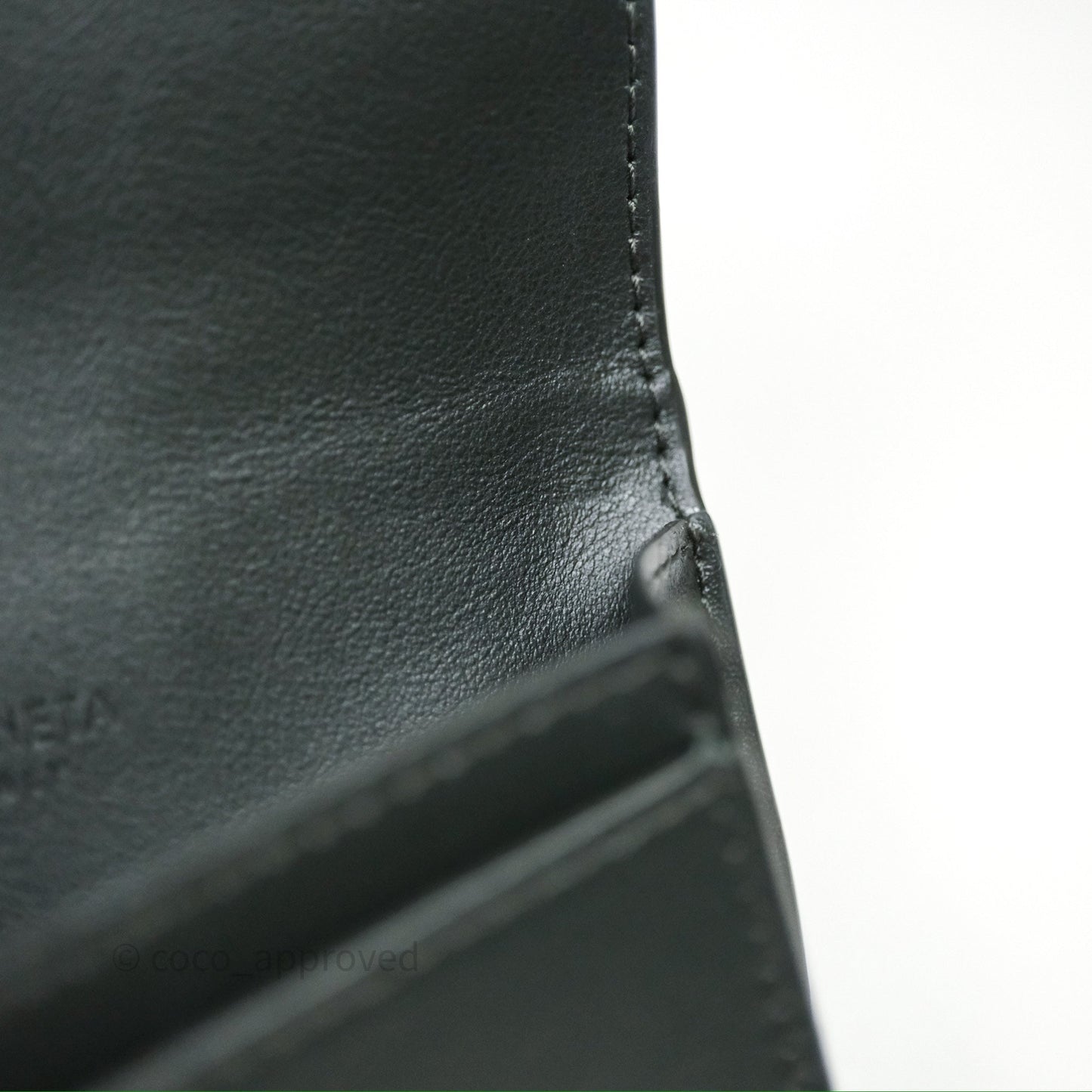 Bottega Veneta Cassette Business Dark Green Card Case Silver Hardware