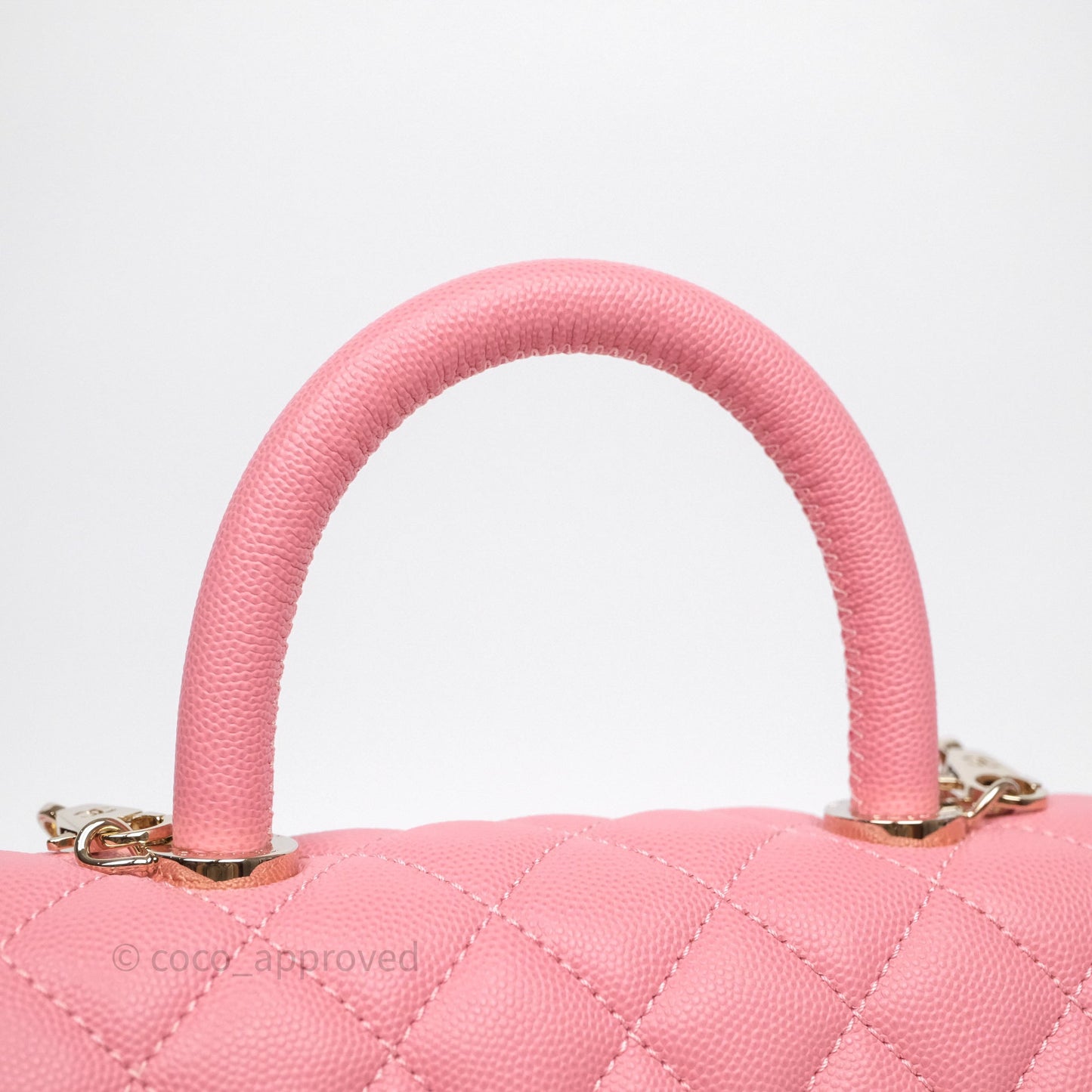 Chanel Small Coco Handle Quilted Pink Caviar Gold Hardware