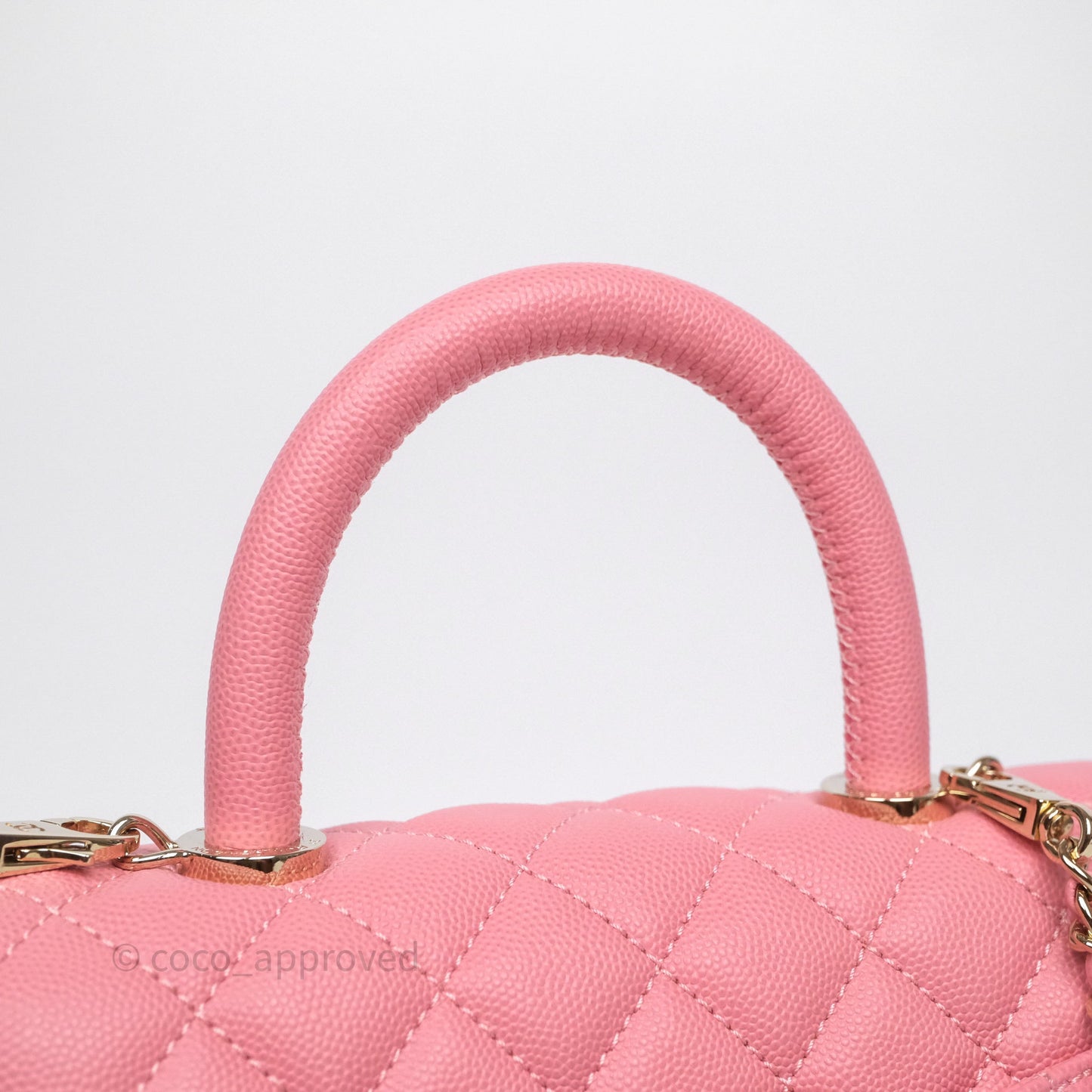 Chanel Small Coco Handle Quilted Pink Caviar Gold Hardware