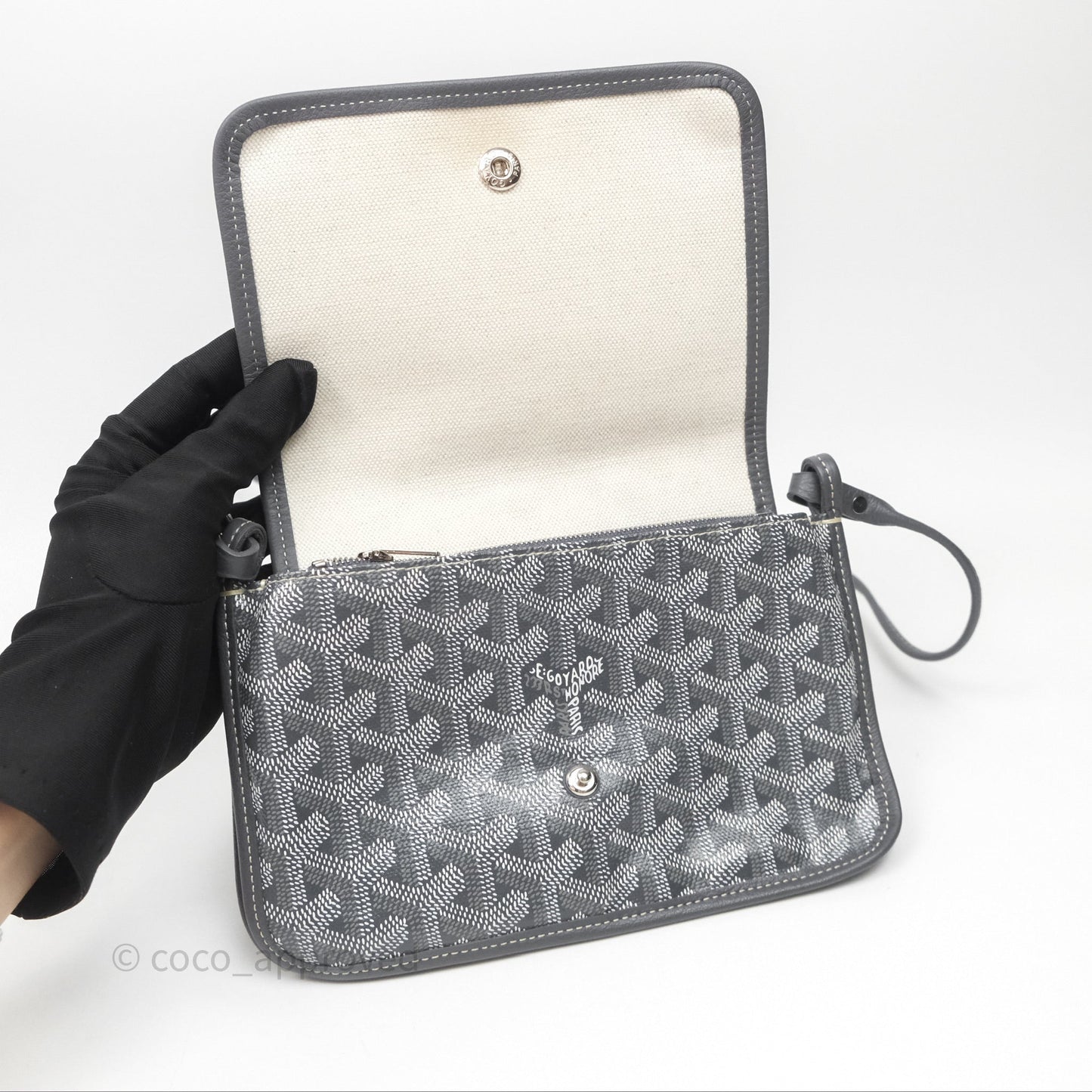 Goyard Plumet Pocket Wallet Grey Goyardine Canvas