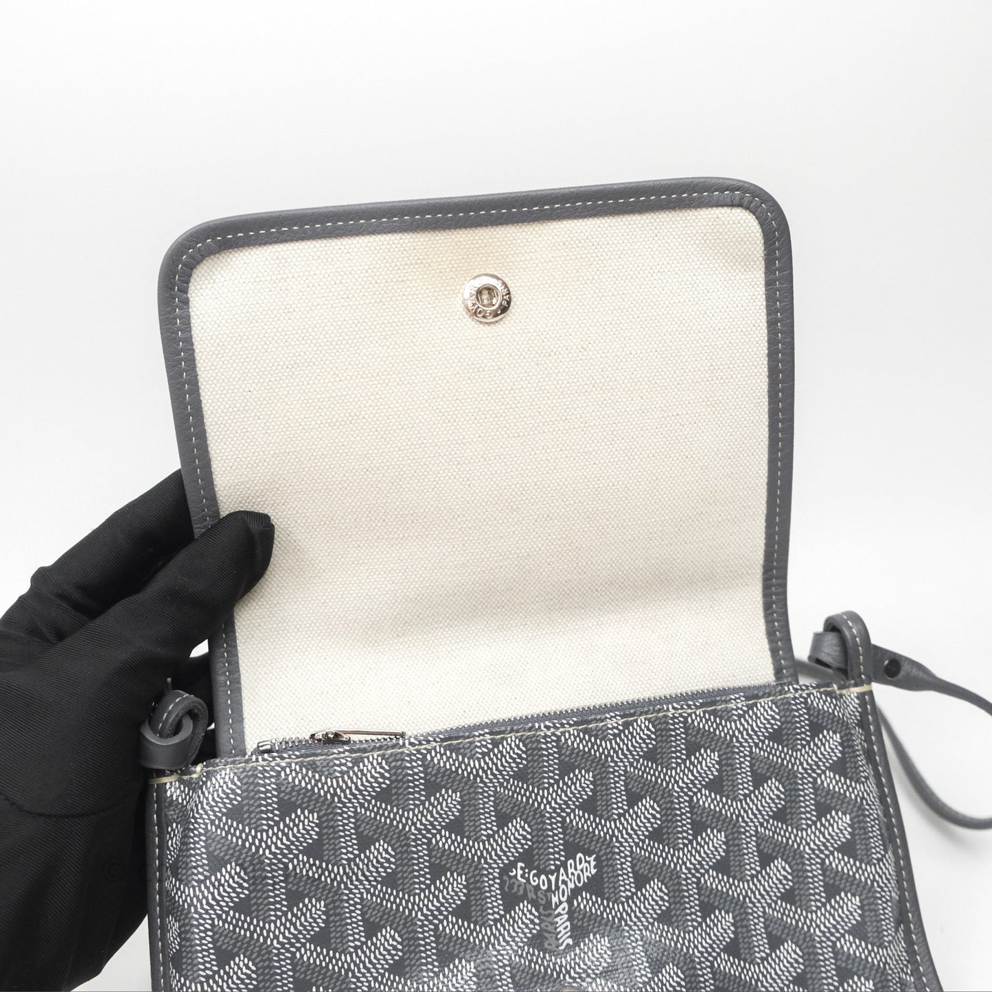 Goyard Plumet Pocket Wallet Grey Goyardine Canvas