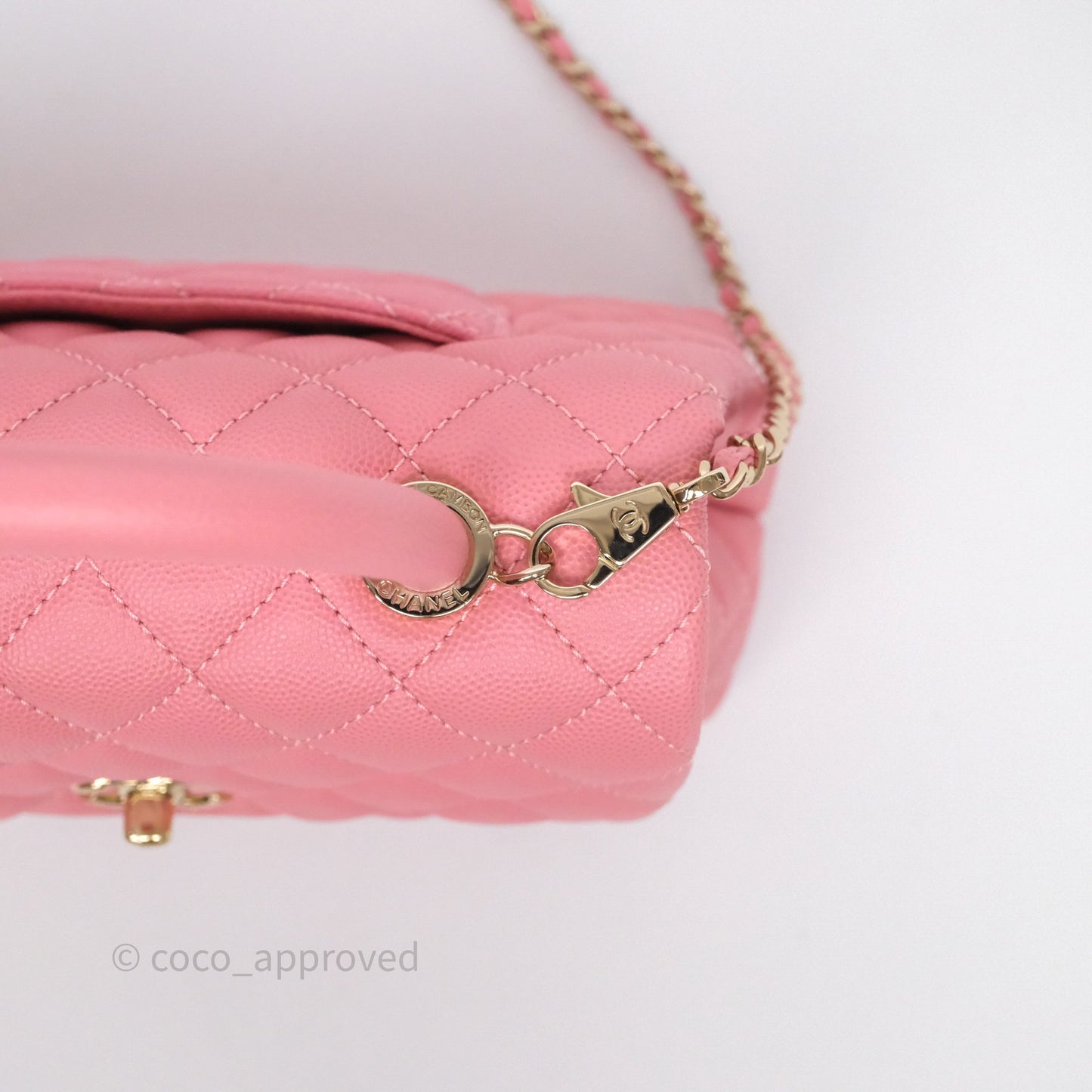 Chanel Small Coco Handle Quilted Pink Caviar Gold Hardware