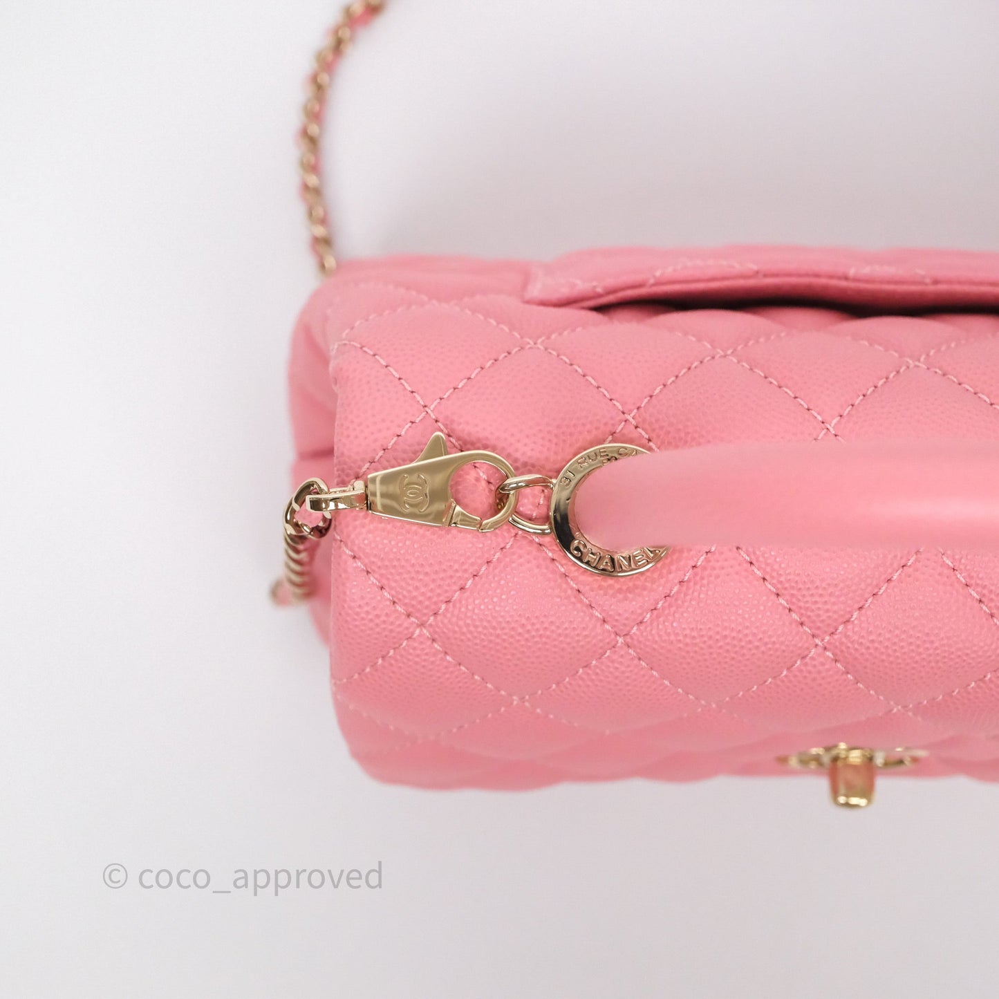 Chanel Small Coco Handle Quilted Pink Caviar Gold Hardware
