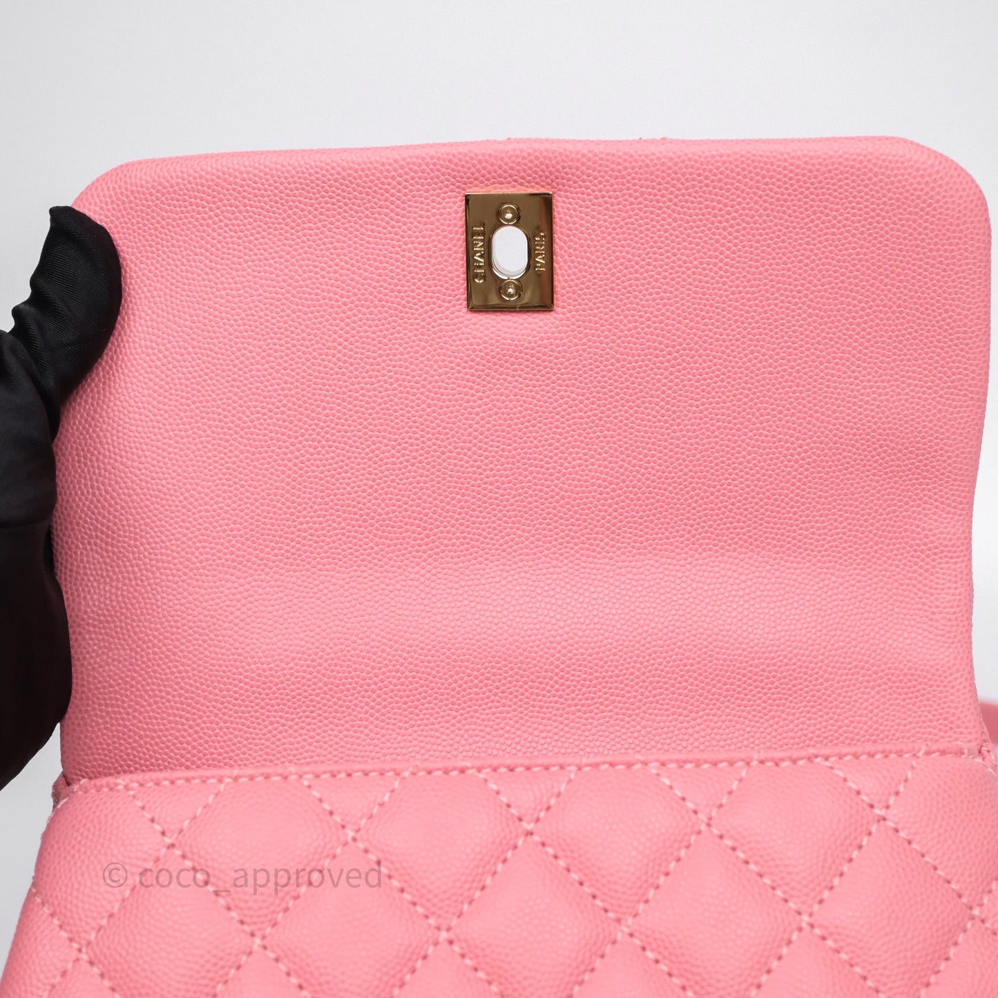Chanel Small Coco Handle Quilted Pink Caviar Gold Hardware