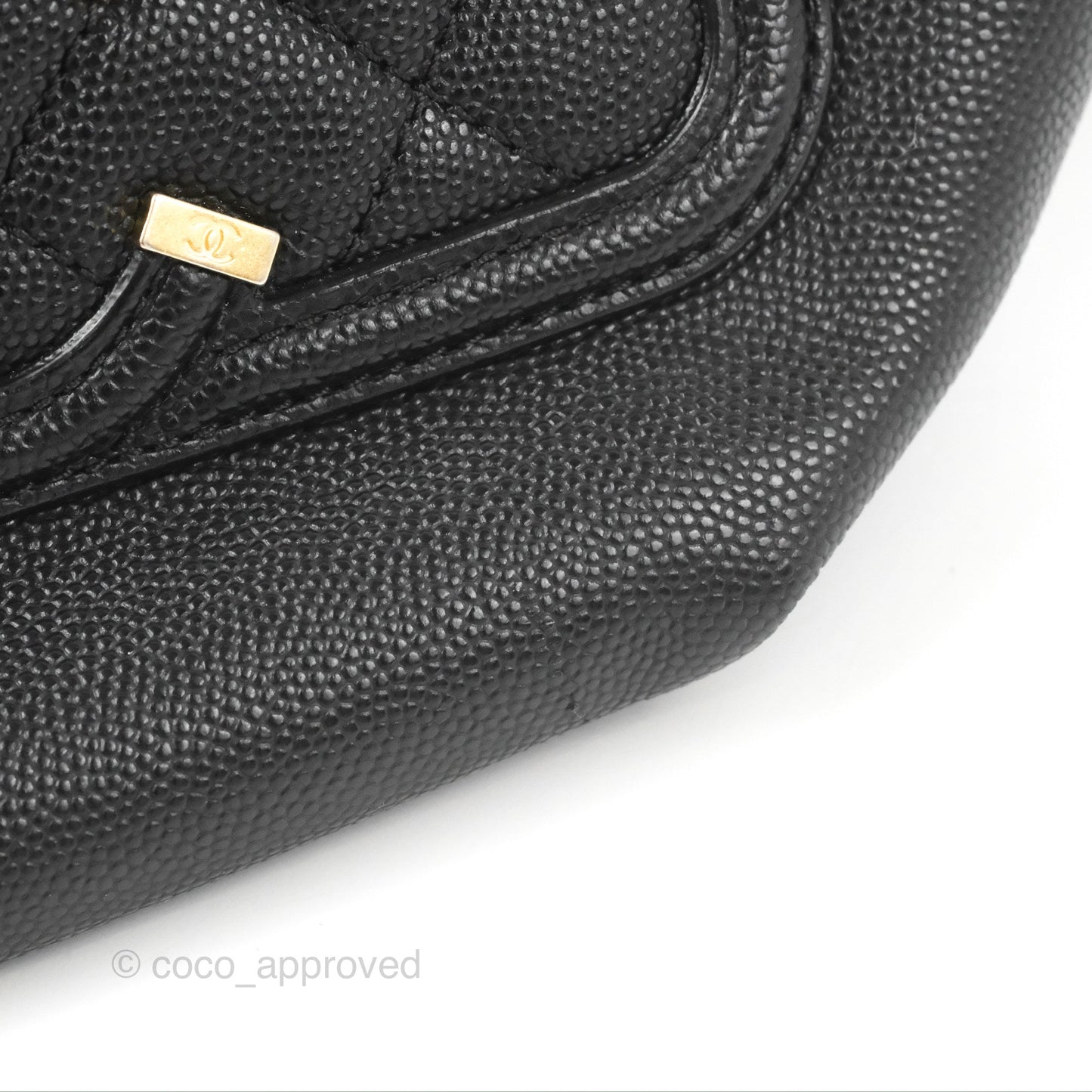 Chanel Quilted Filigree Waist Belt Bag Black Caviar Gold Hardware