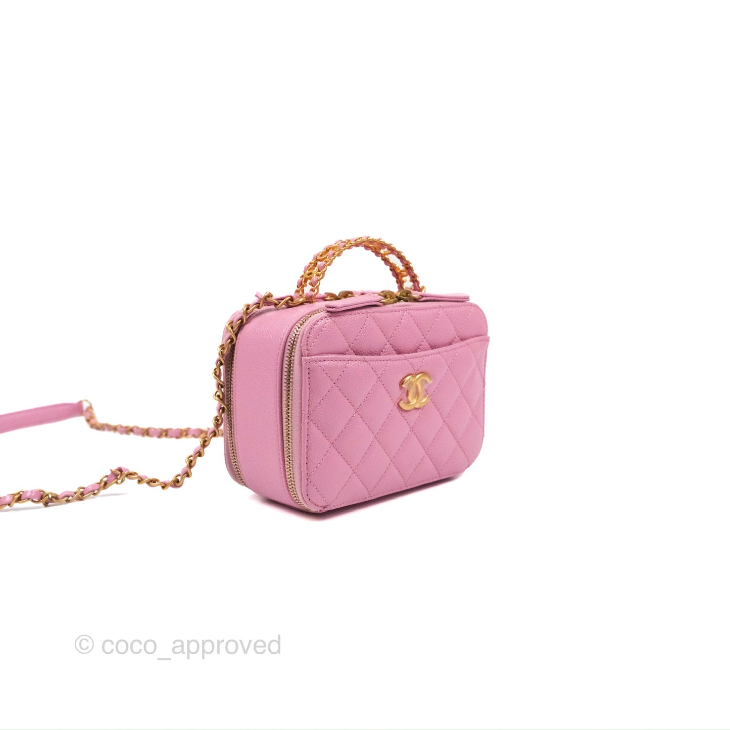 Chanel Caviar Quilted Pick Me Up Small Vanity Case Light Pink