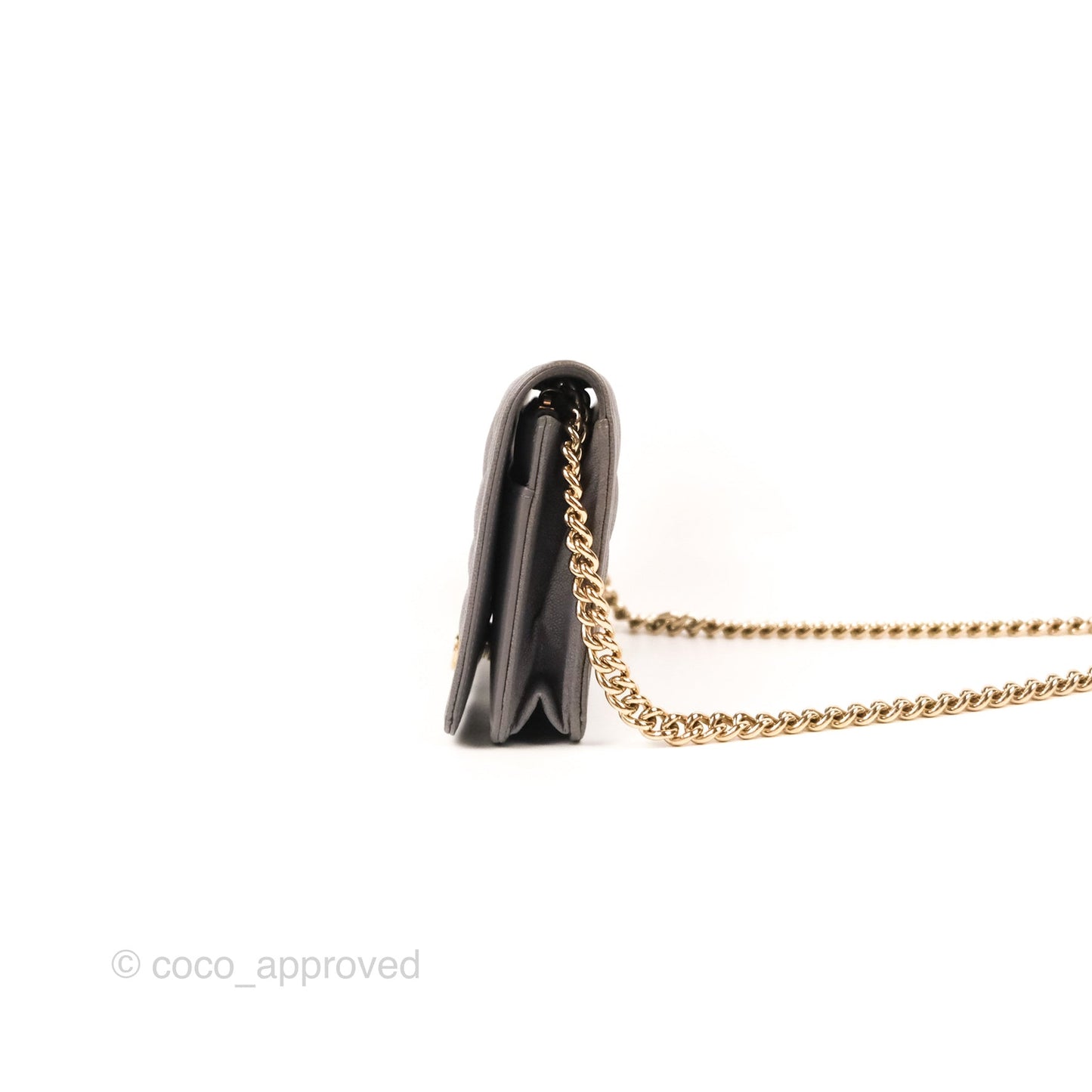 Chanel Quilted Boy Wallet on Chain WOC Grey Caviar Gold Hardware