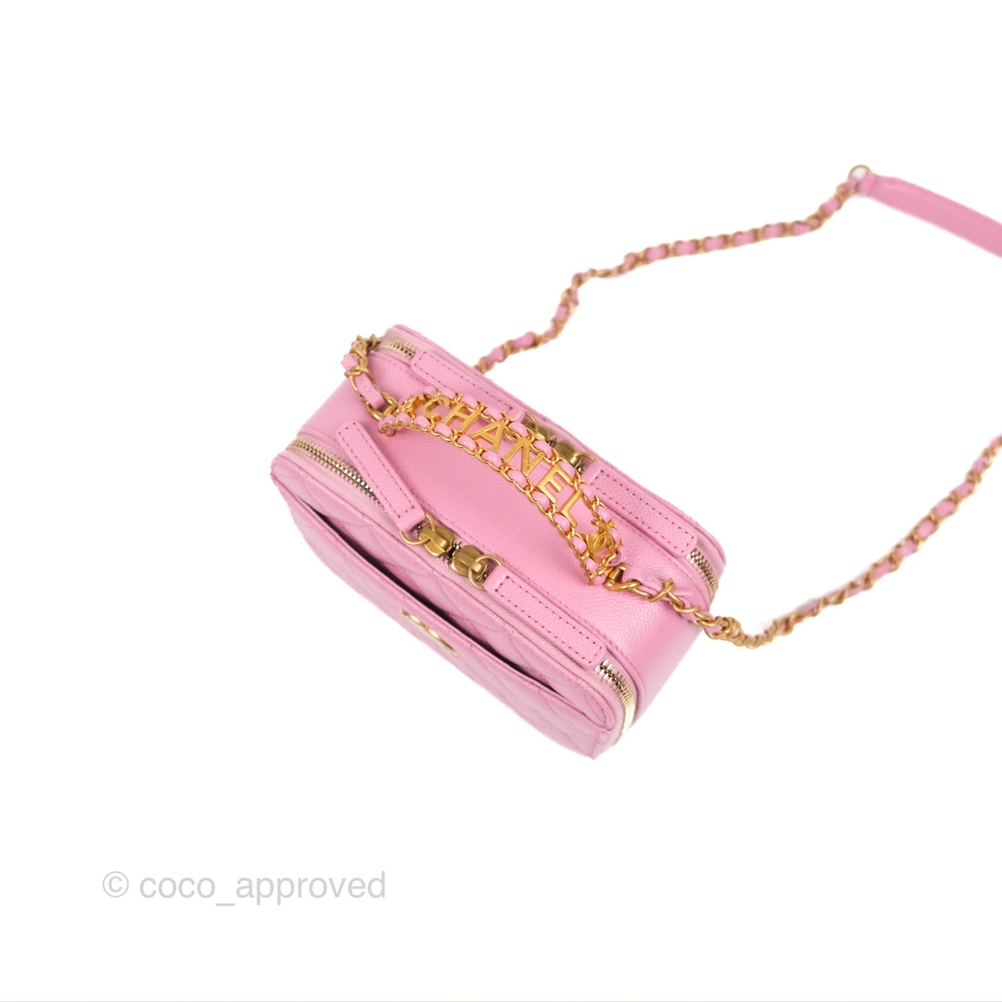 Chanel Caviar Quilted Pick Me Up Small Vanity Case Light Pink