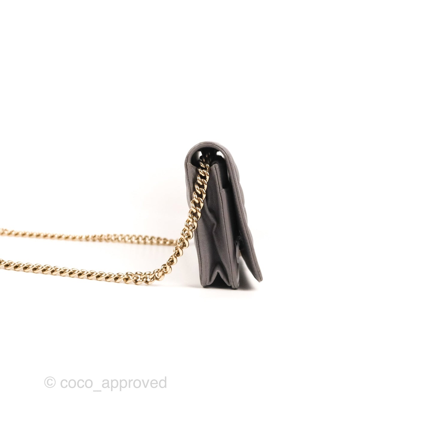 Chanel Quilted Boy Wallet on Chain WOC Grey Caviar Gold Hardware