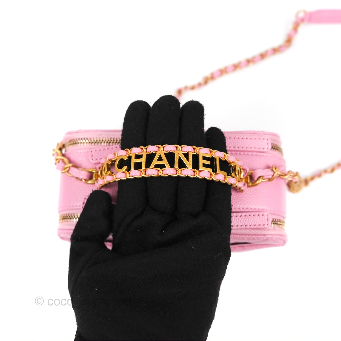 Chanel Caviar Quilted Pick Me Up Small Vanity Case Light Pink