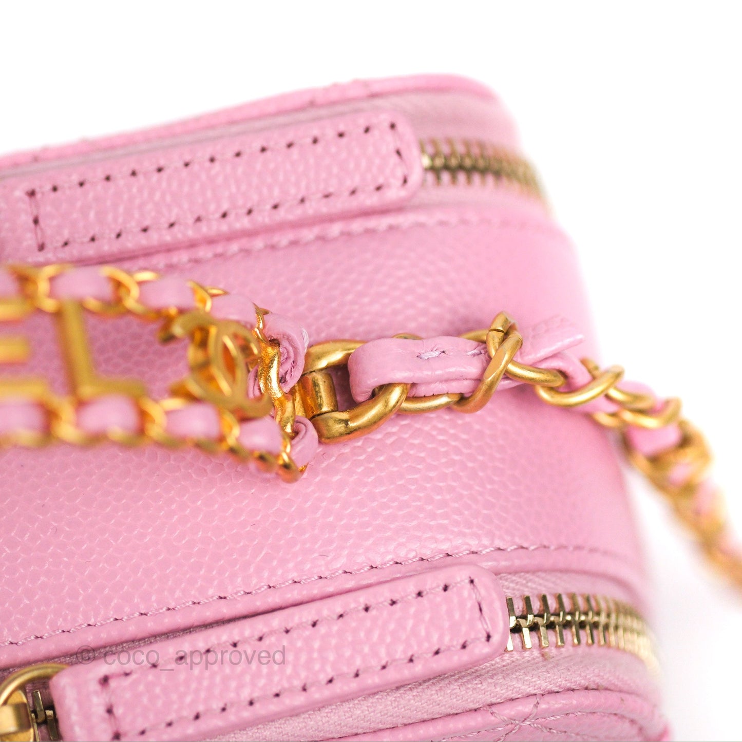 Chanel Caviar Quilted Pick Me Up Small Vanity Case Light Pink