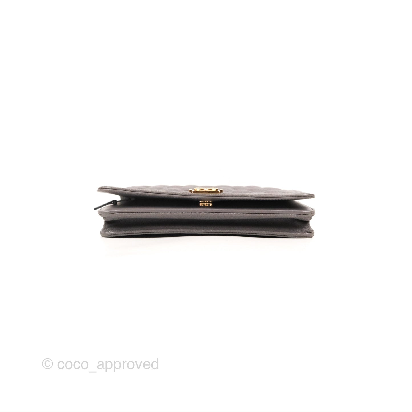 Chanel Quilted Boy Wallet on Chain WOC Grey Caviar Gold Hardware