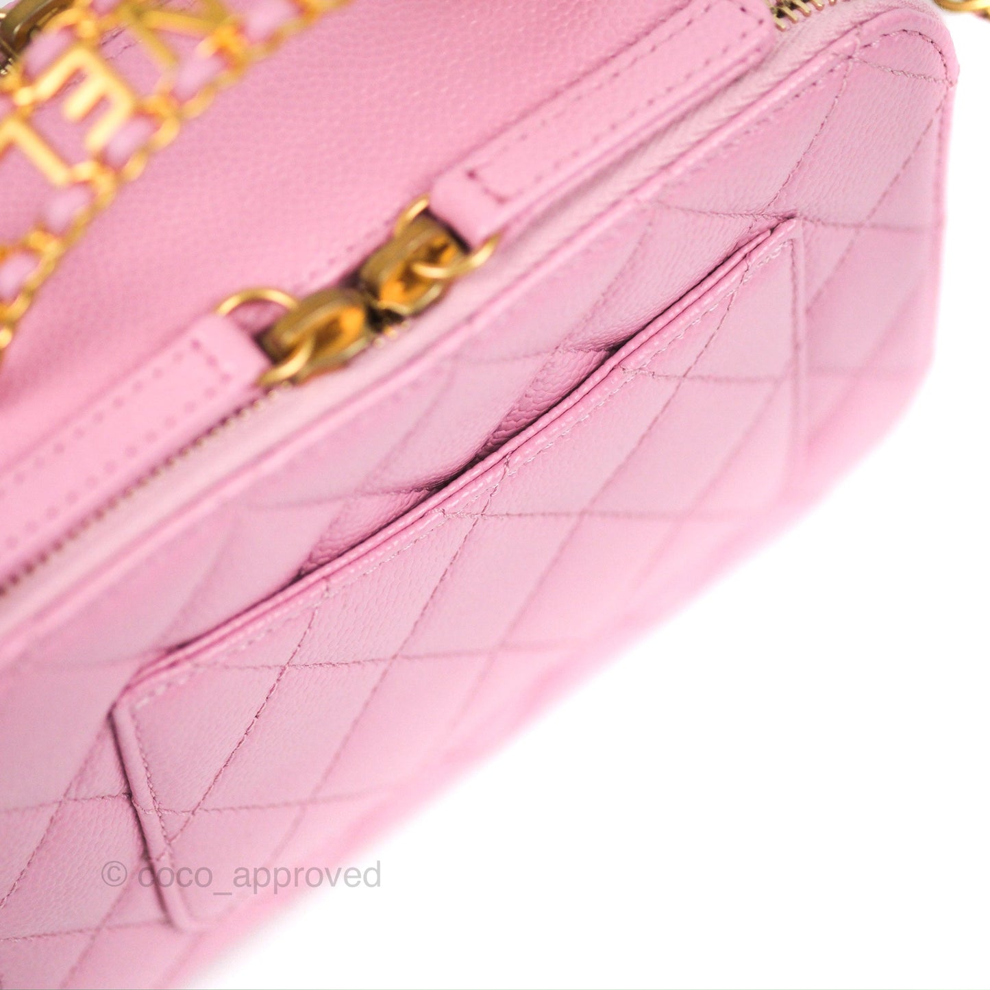 Chanel Caviar Quilted Pick Me Up Small Vanity Case Light Pink