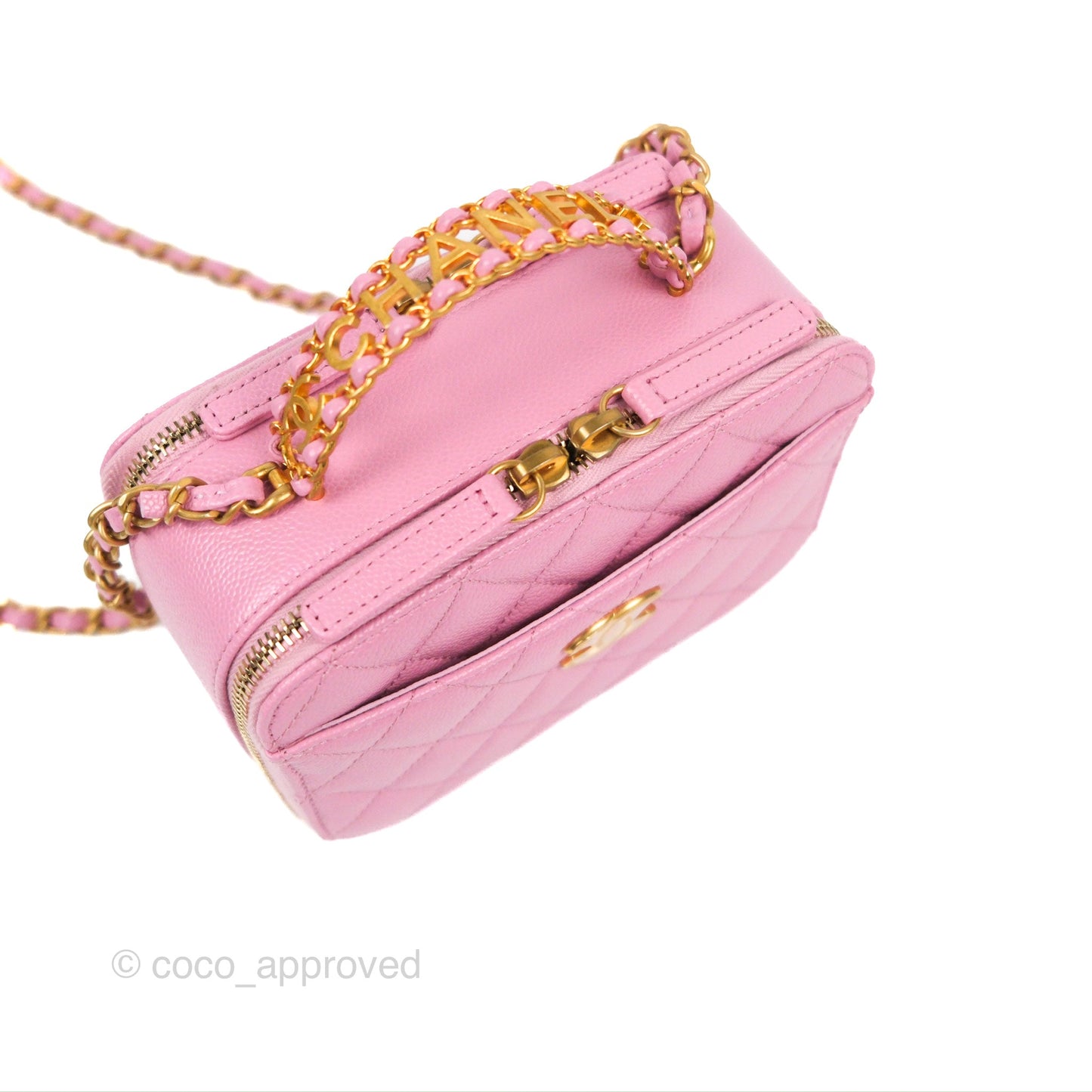 Chanel Caviar Quilted Pick Me Up Small Vanity Case Light Pink