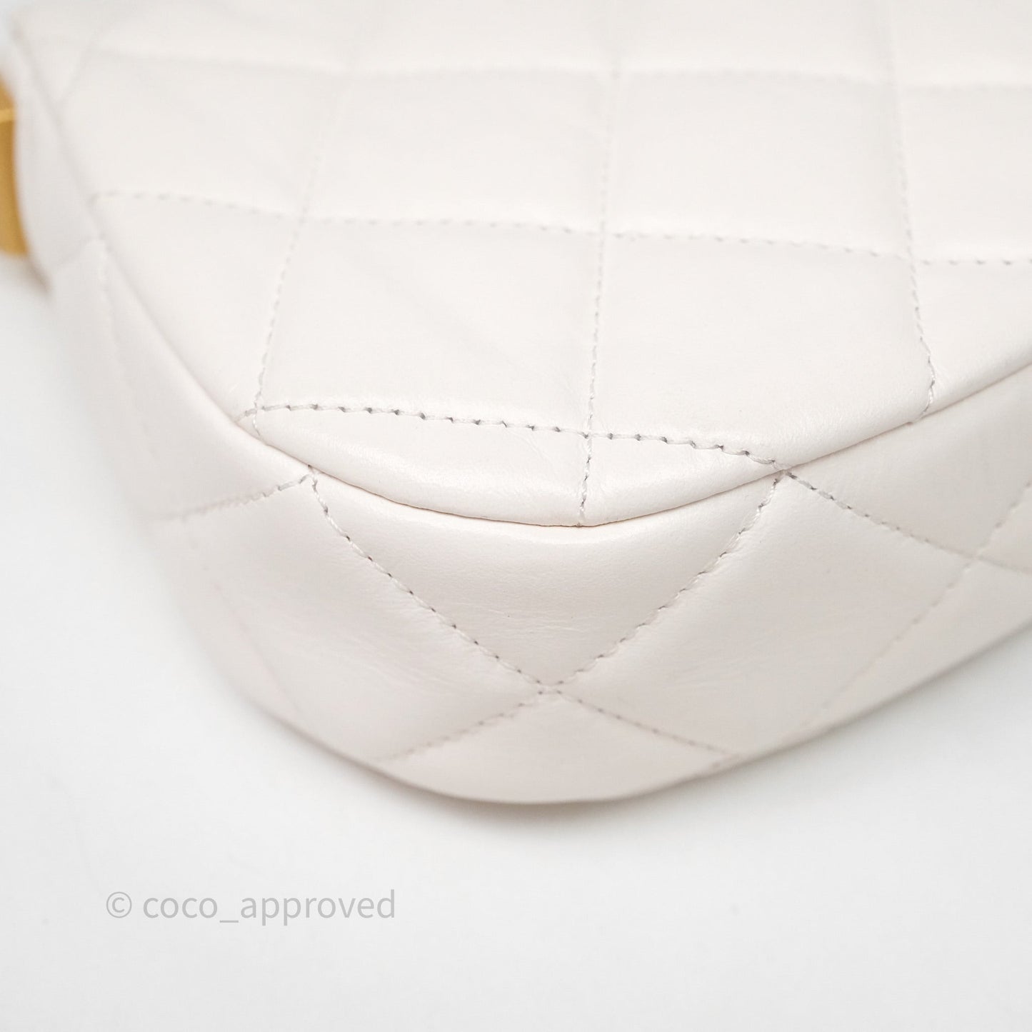 Chanel Hobo Bag White Aged Calfskin Aged Gold Hardware