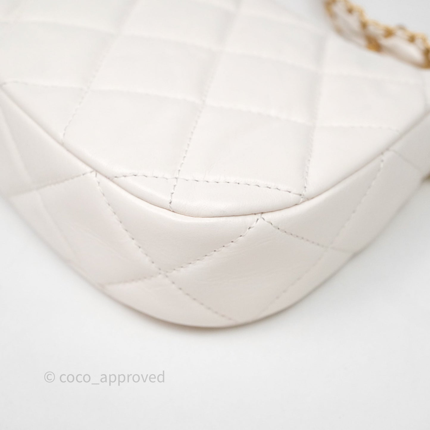 Chanel Hobo Bag White Aged Calfskin Aged Gold Hardware