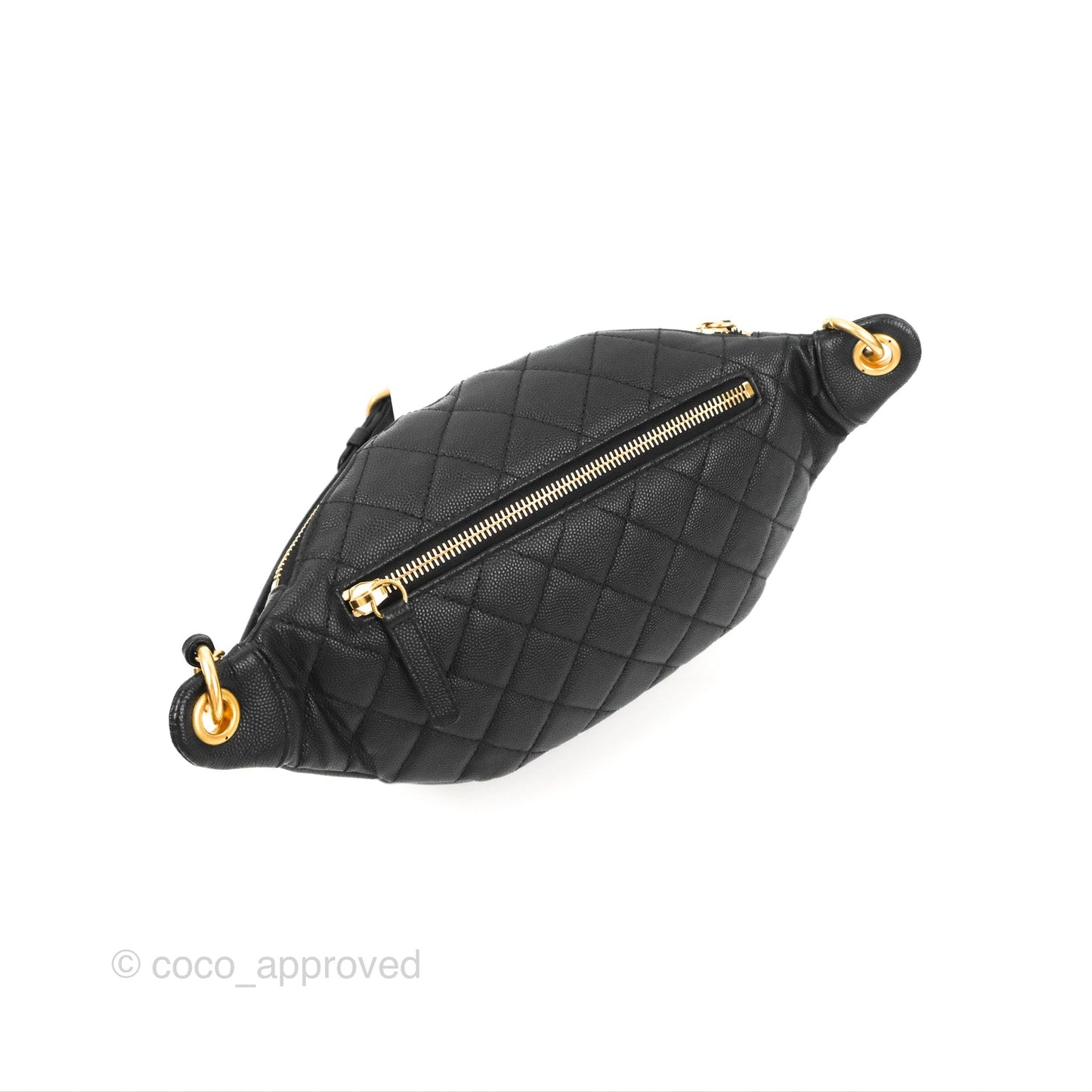 Chanel Quilted Filigree Waist Belt Bag Black Caviar Gold Hardware