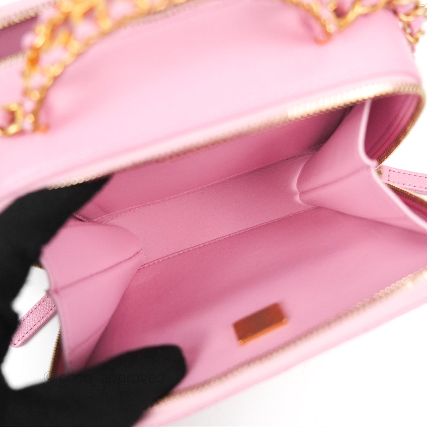Chanel Caviar Quilted Pick Me Up Small Vanity Case Light Pink